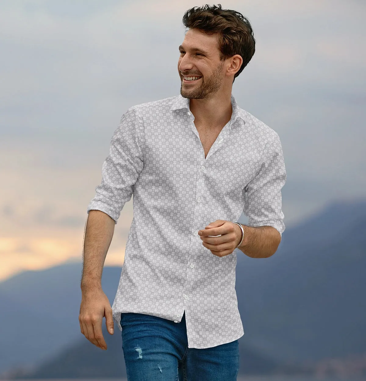 Pure Cotton - Long Sleeve - Gray Medallions sold by Airthreads product image thumbnail 5