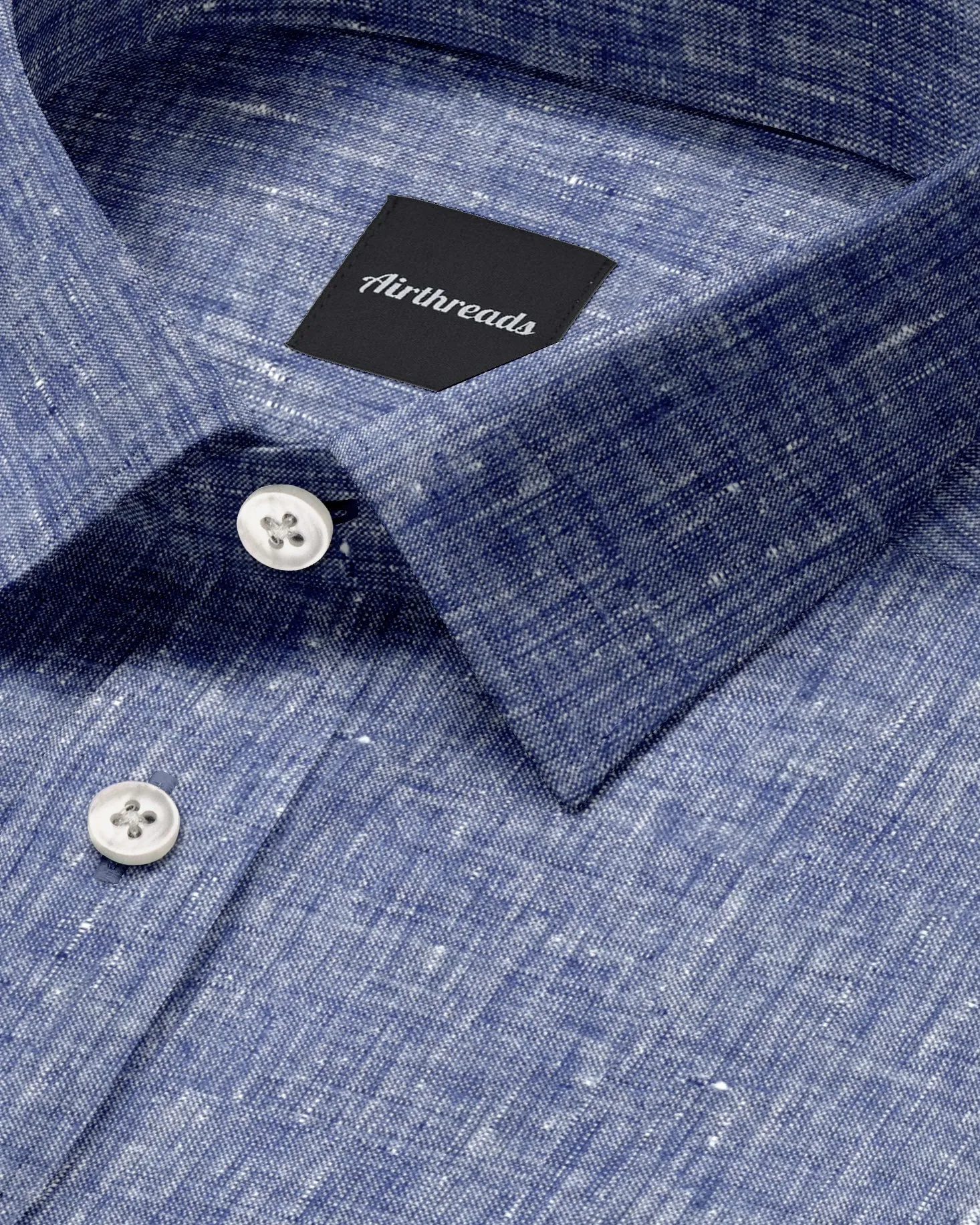 Short Sleeve Linen Shirt in Indigo Blue sold by Airthreads product image thumbnail 2