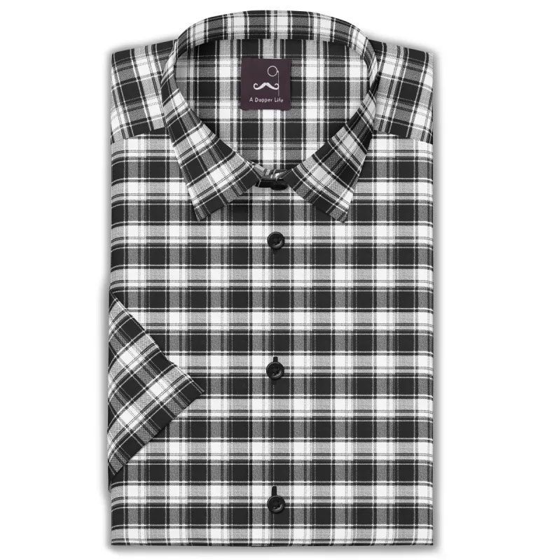 Pure Cotton - Short Sleeve - Black & White Checks Style 5 sold by Airthreads