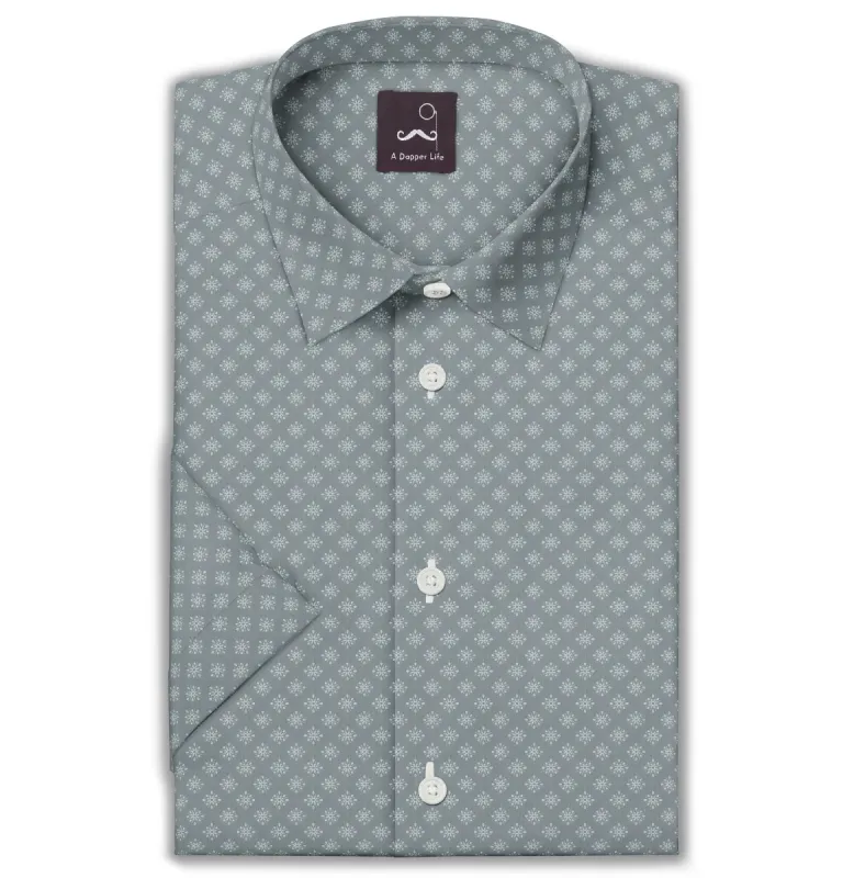 Pure Cotton - Short Sleeve - Thyme Green with White Stars sold by Airthreads