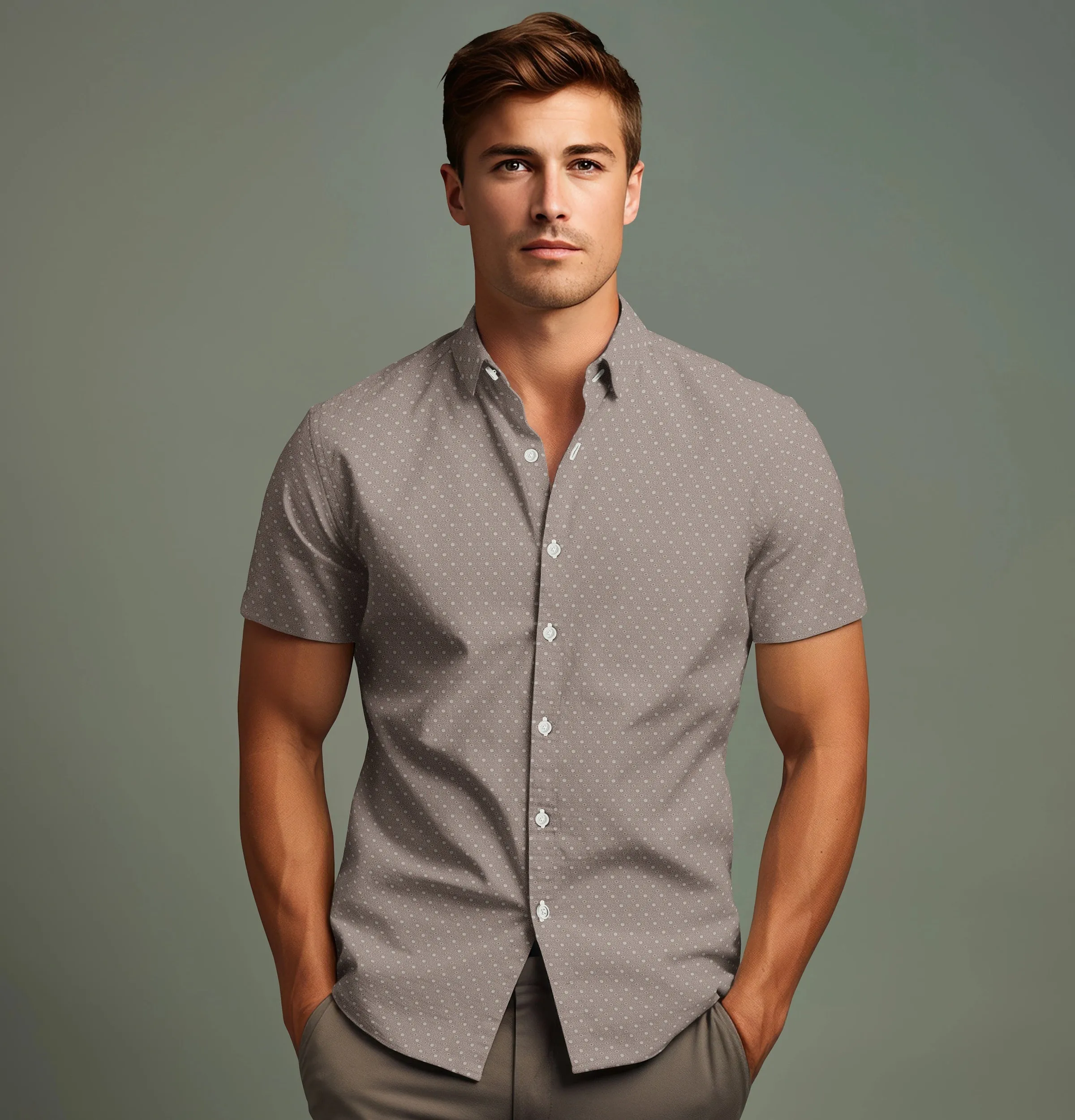 Pure Cotton - Short Sleeve - Mocha Geometric Print sold by Airthreads product image thumbnail 4