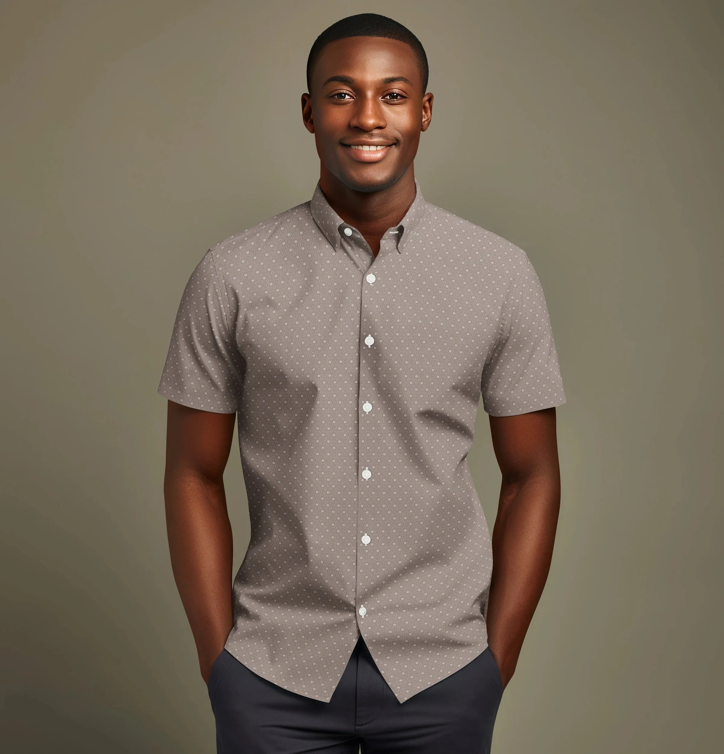Pure Cotton - Short Sleeve - Mocha Geometric Print sold by Airthreads product image thumbnail 3
