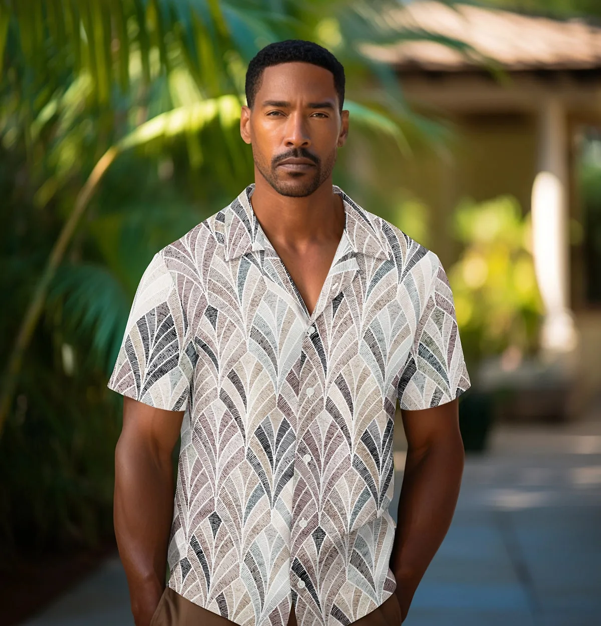 Wrinkle-Free - Brown Leaves - Camp Collar sold by Airthreads product image thumbnail 3