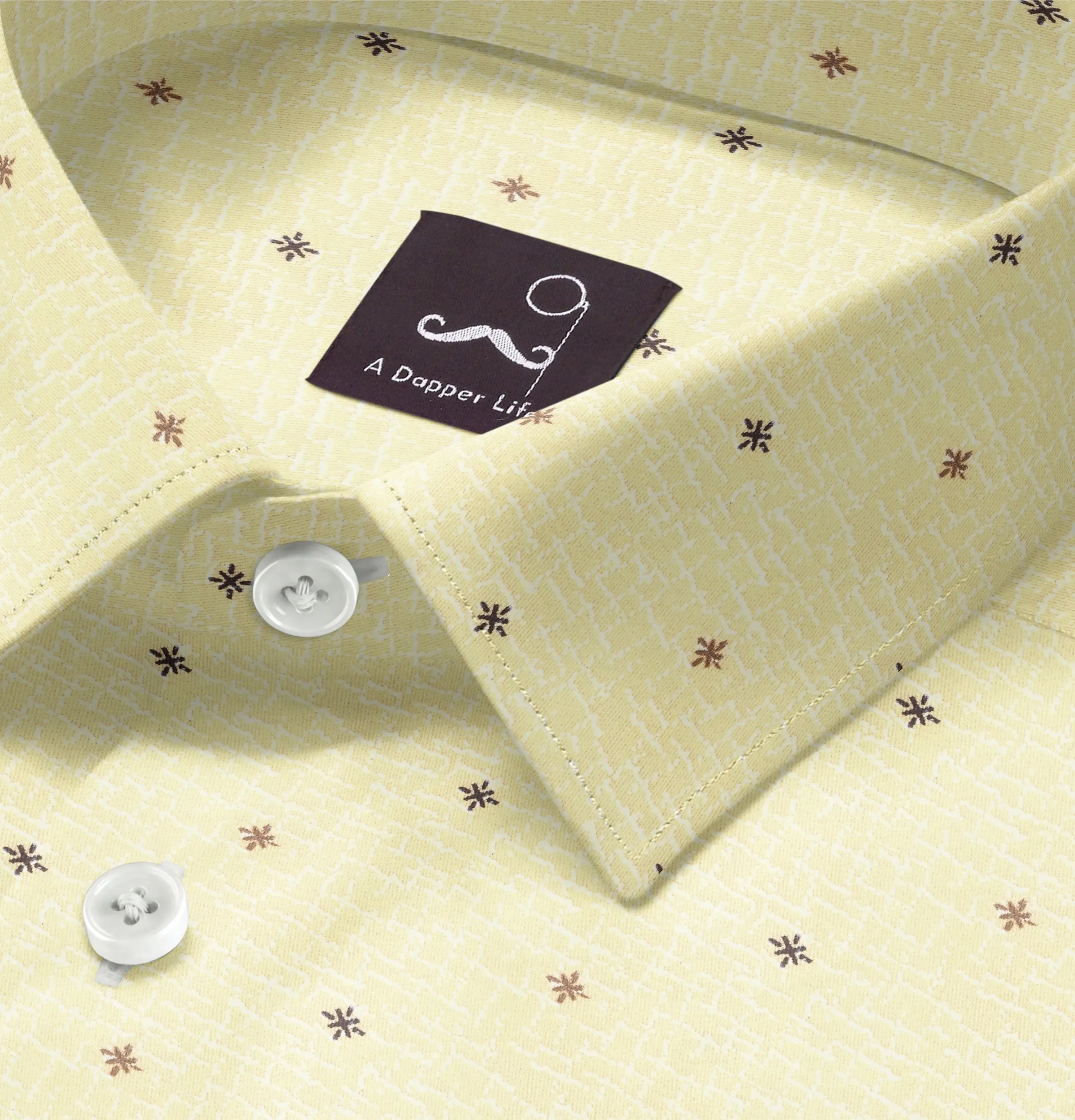 Pure Cotton - Short Sleeve - Yellow with Brown Stars sold by Airthreads product image thumbnail 2