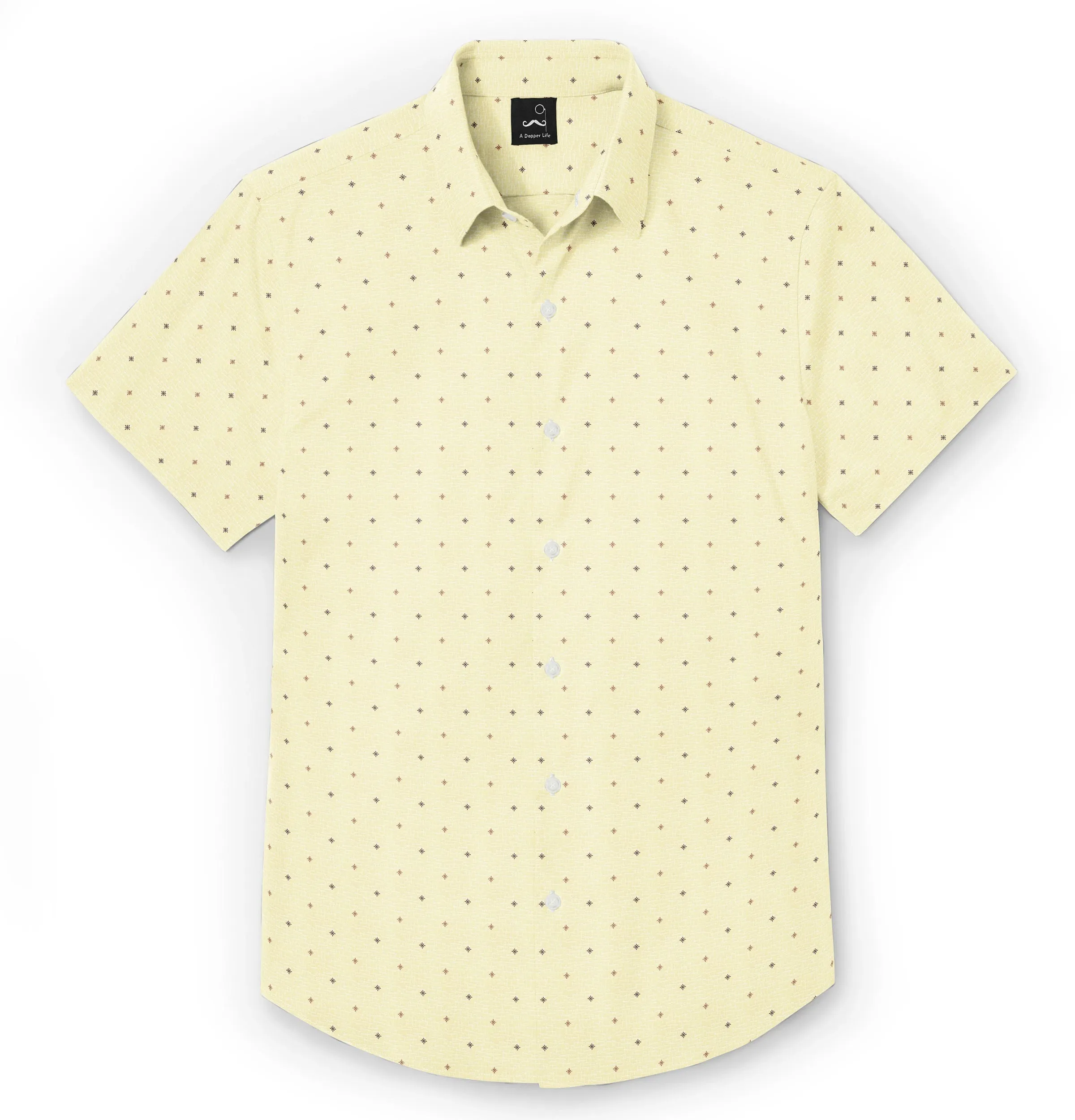 Pure Cotton - Short Sleeve - Yellow with Brown Stars sold by Airthreads product image thumbnail 3
