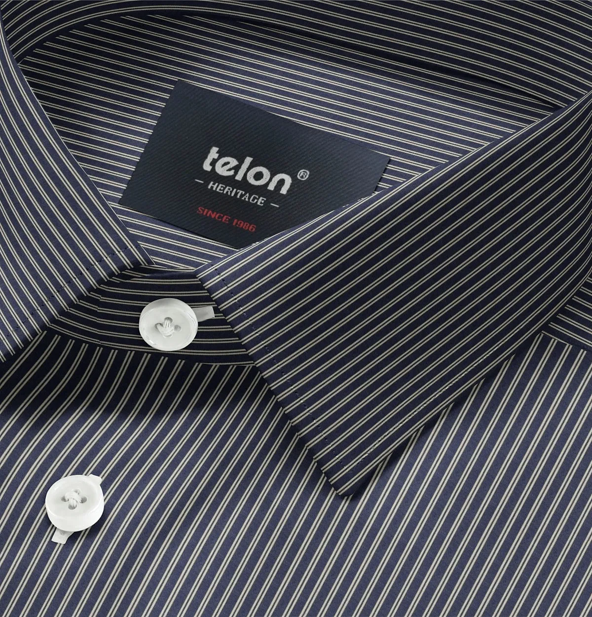 Luxury Pure Cotton - Long Sleeve - Midnight Blue Chalk Stripe sold by Airthreads product image thumbnail 2