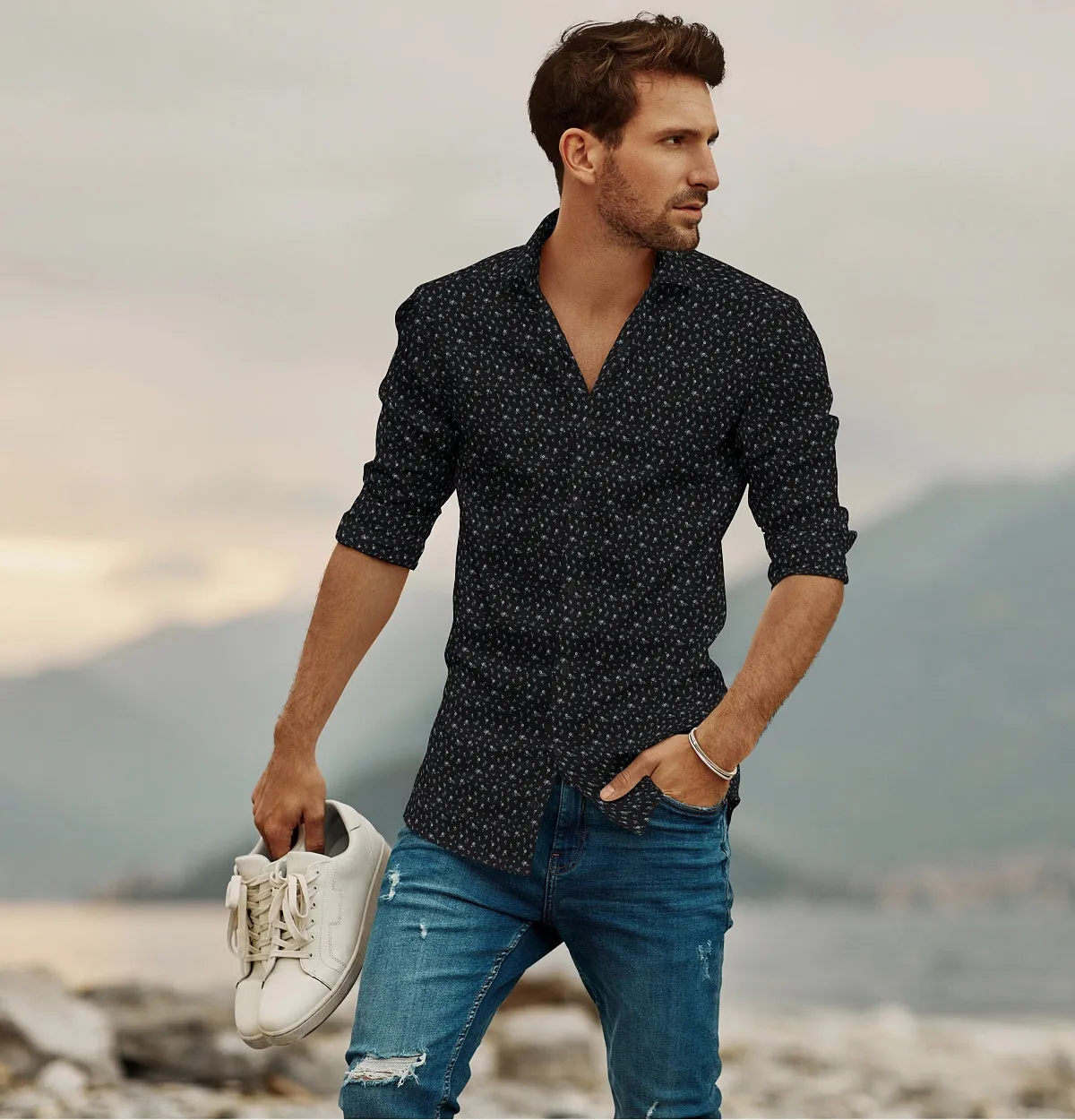 Luxury Pure Cotton - Long Sleeve - Midnight Blue Chalk Stripe sold by Airthreads product image thumbnail 4