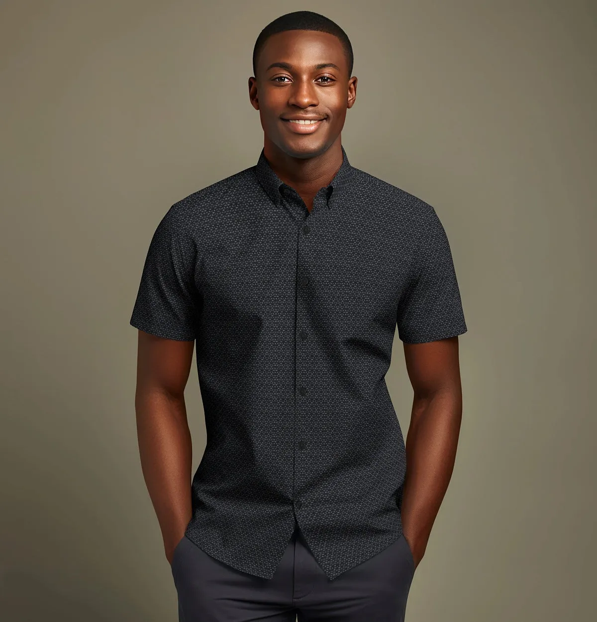 Pure Cotton - Short Sleeve- Charcoal Matrix sold by Airthreads product image thumbnail 4