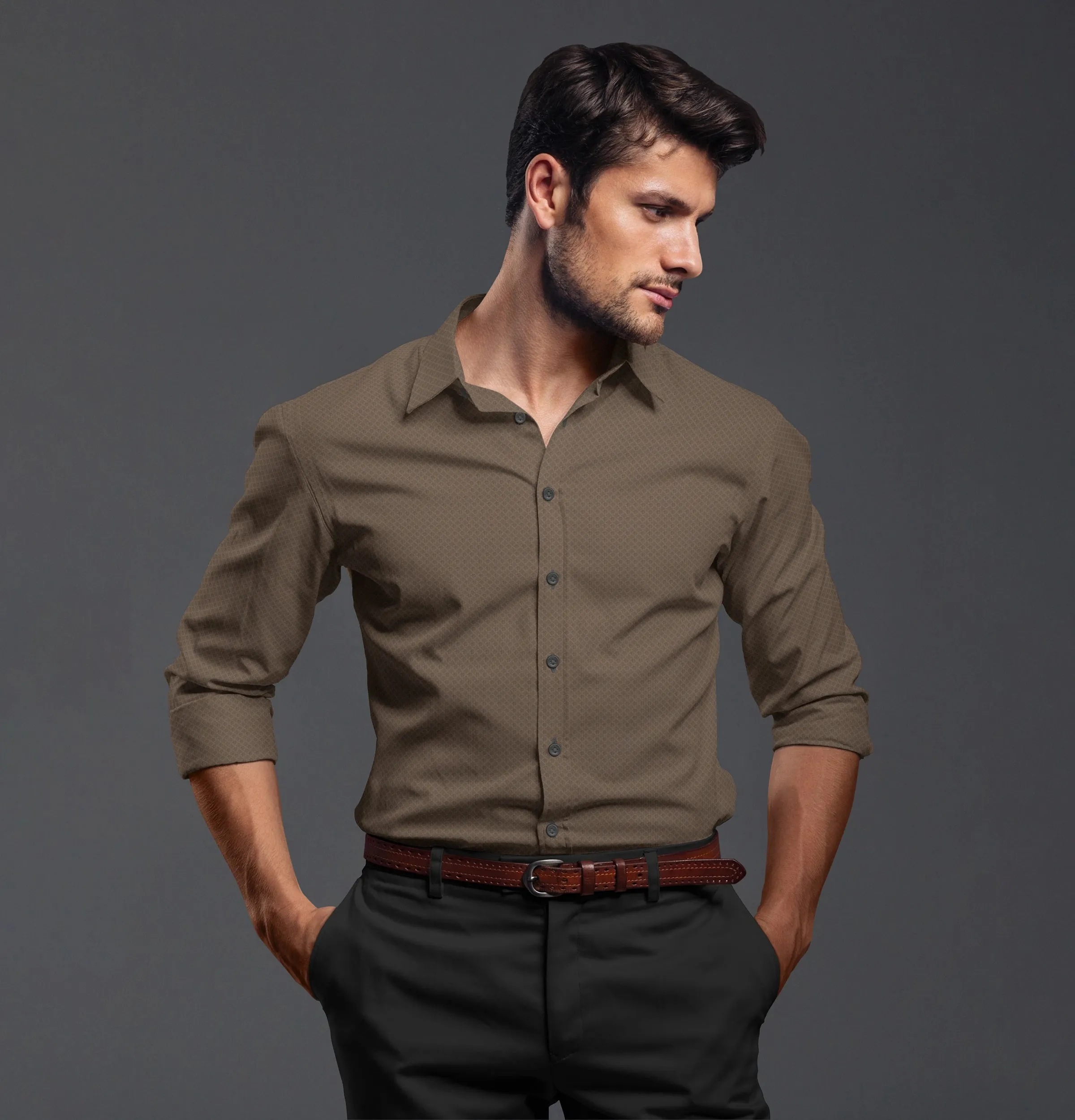 Pure Cotton - Long Sleeve - Brown Diagonal Print sold by Airthreads product image thumbnail 5