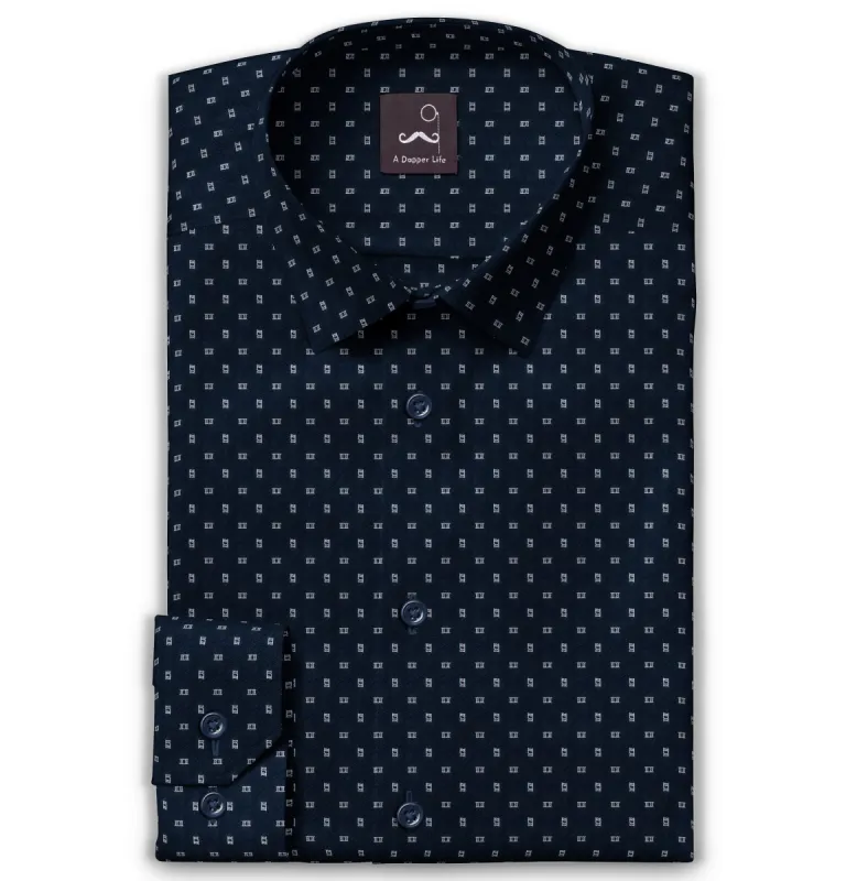 Pure Cotton - Long Sleeve - Navy Print Ladders sold by Airthreads
