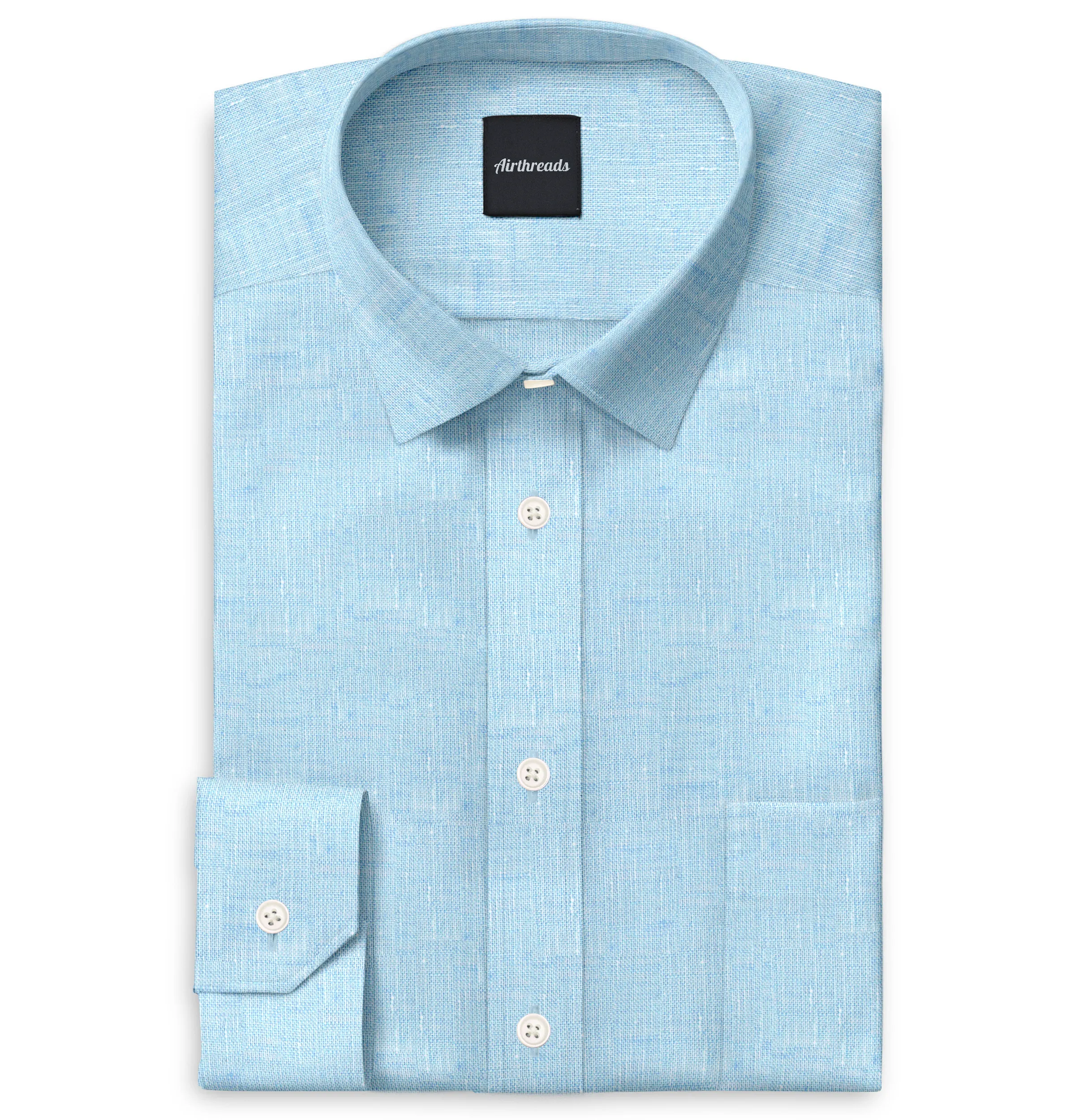 Long Sleeve Linen Shirt in Sky Blue sold by Airthreads