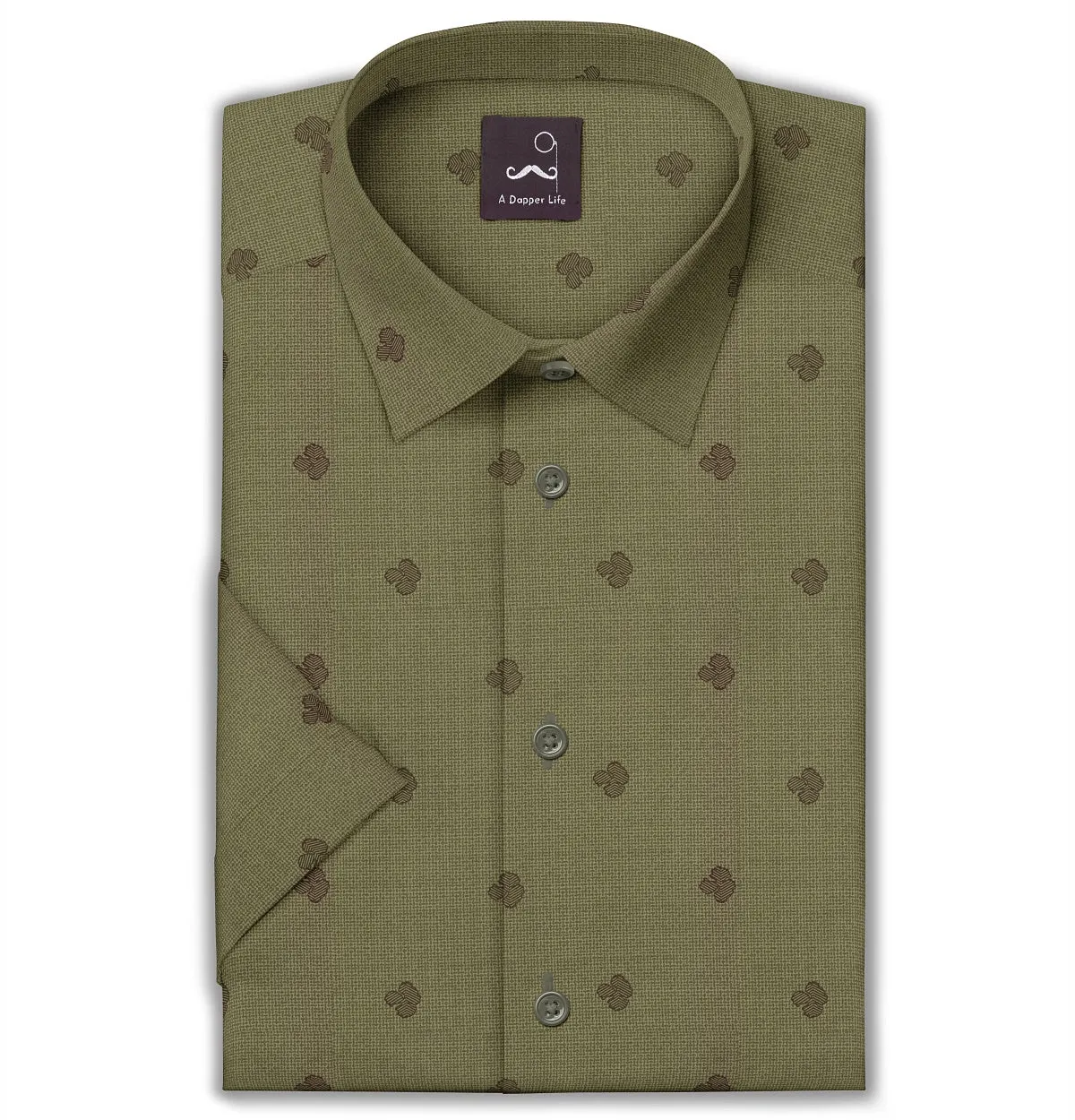 Pure Cotton - Short Sleeve - Olive Green Print sold by Airthreads