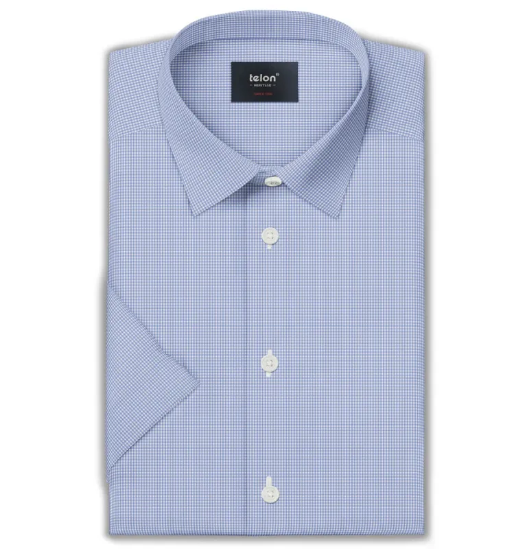 Luxury Pure Cotton - Short Sleeve - Blue Check Print sold by Airthreads