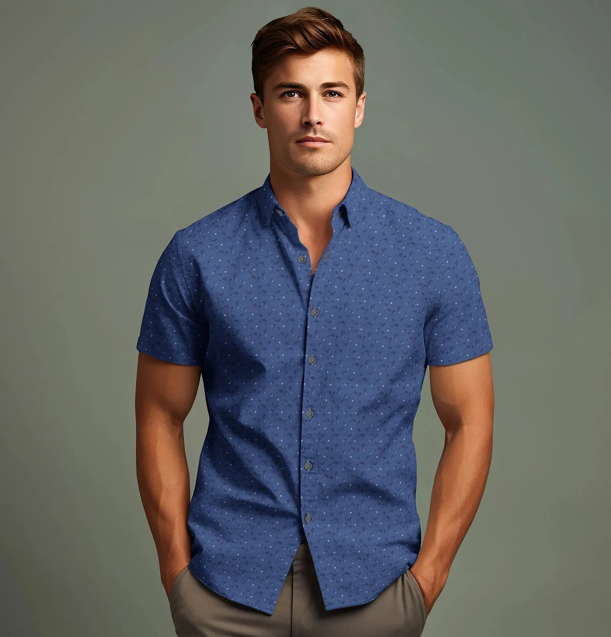 Pure Cotton - Short Sleeve - Blue Floral Print sold by Airthreads product image thumbnail 4