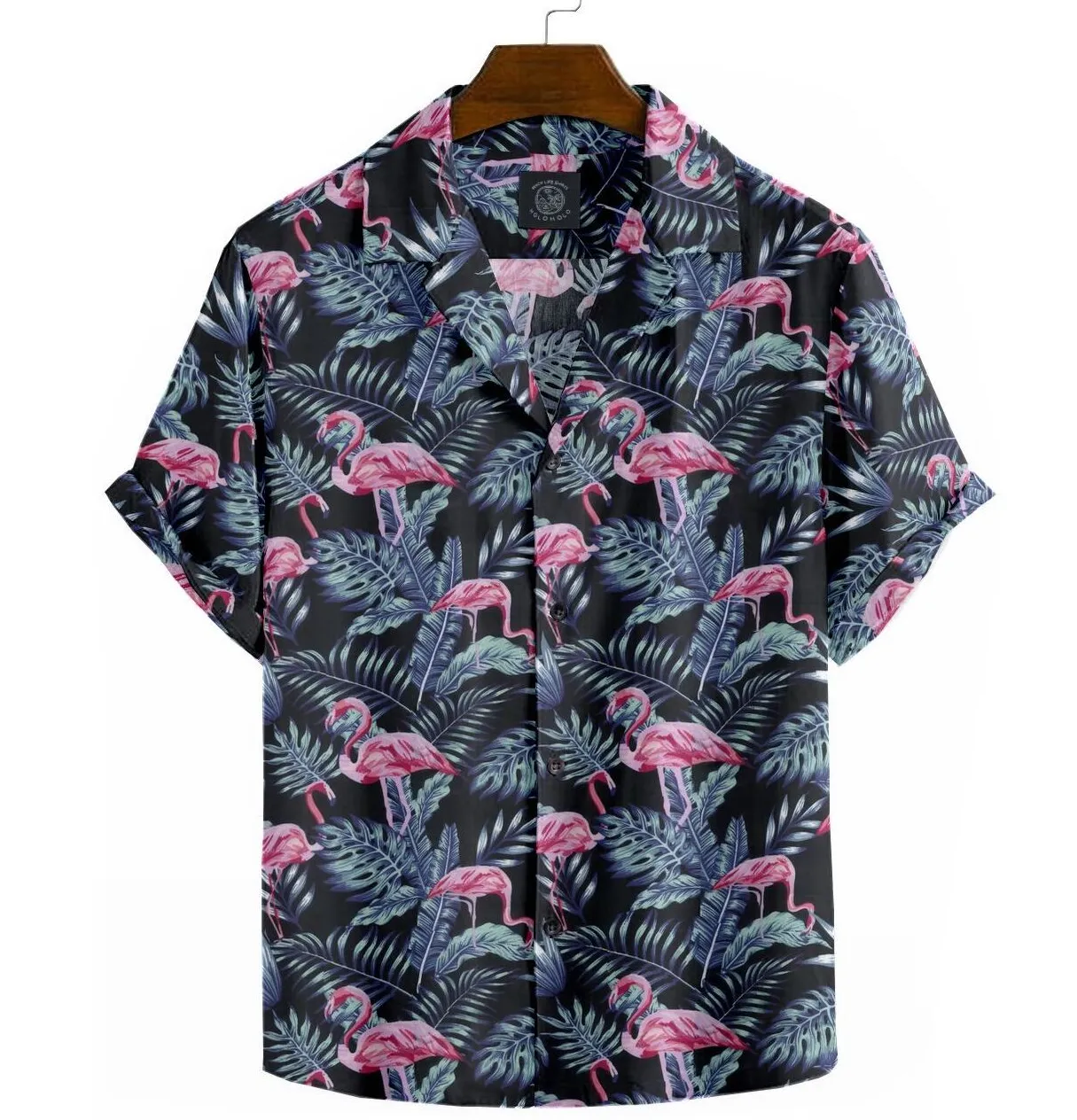 Cotton - Camp Collar Shirt - Flamingos sold by Airthreads