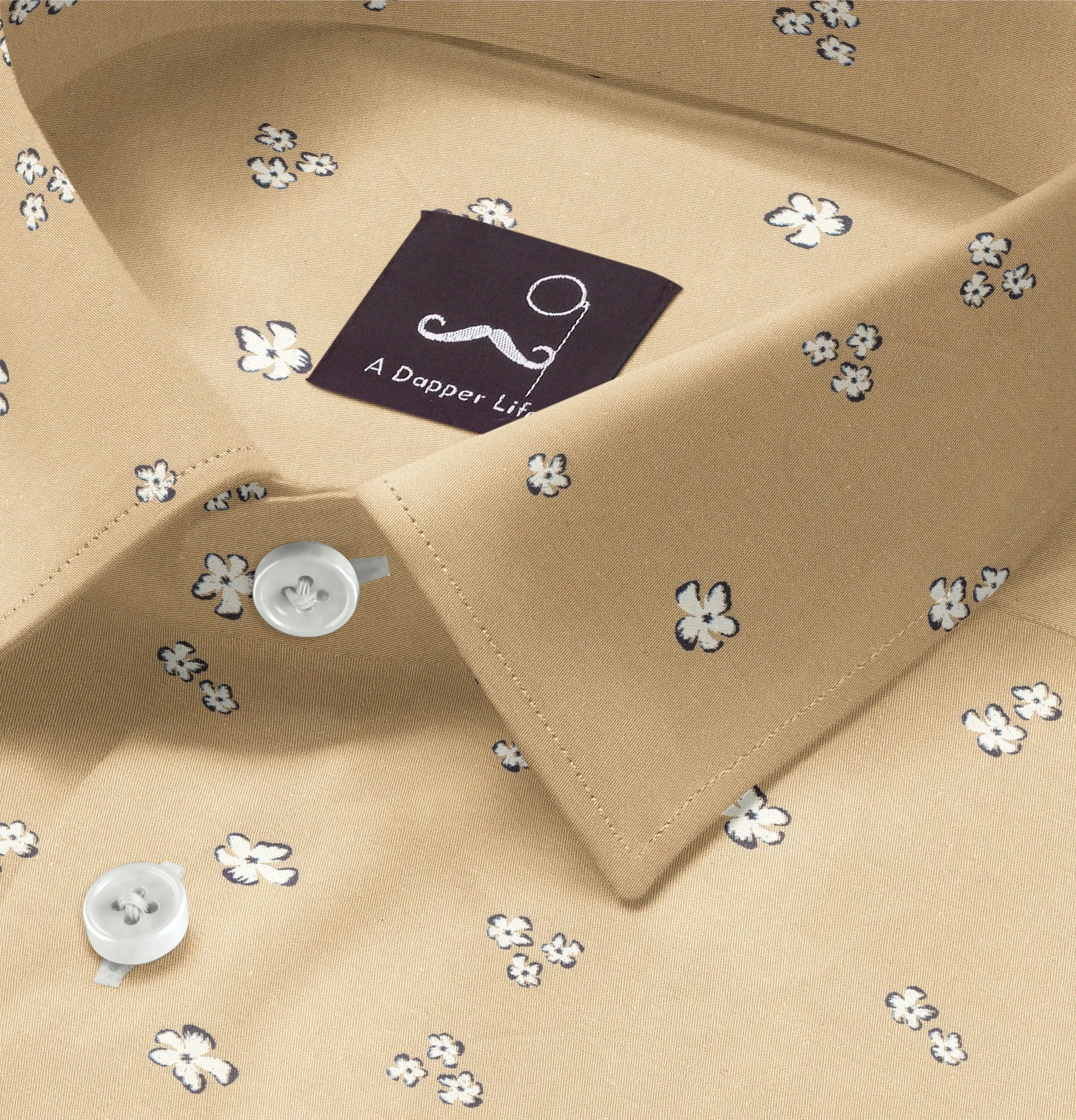 Pure Cotton - Long Sleeve - Beige with White Flowers sold by Airthreads product image thumbnail 2