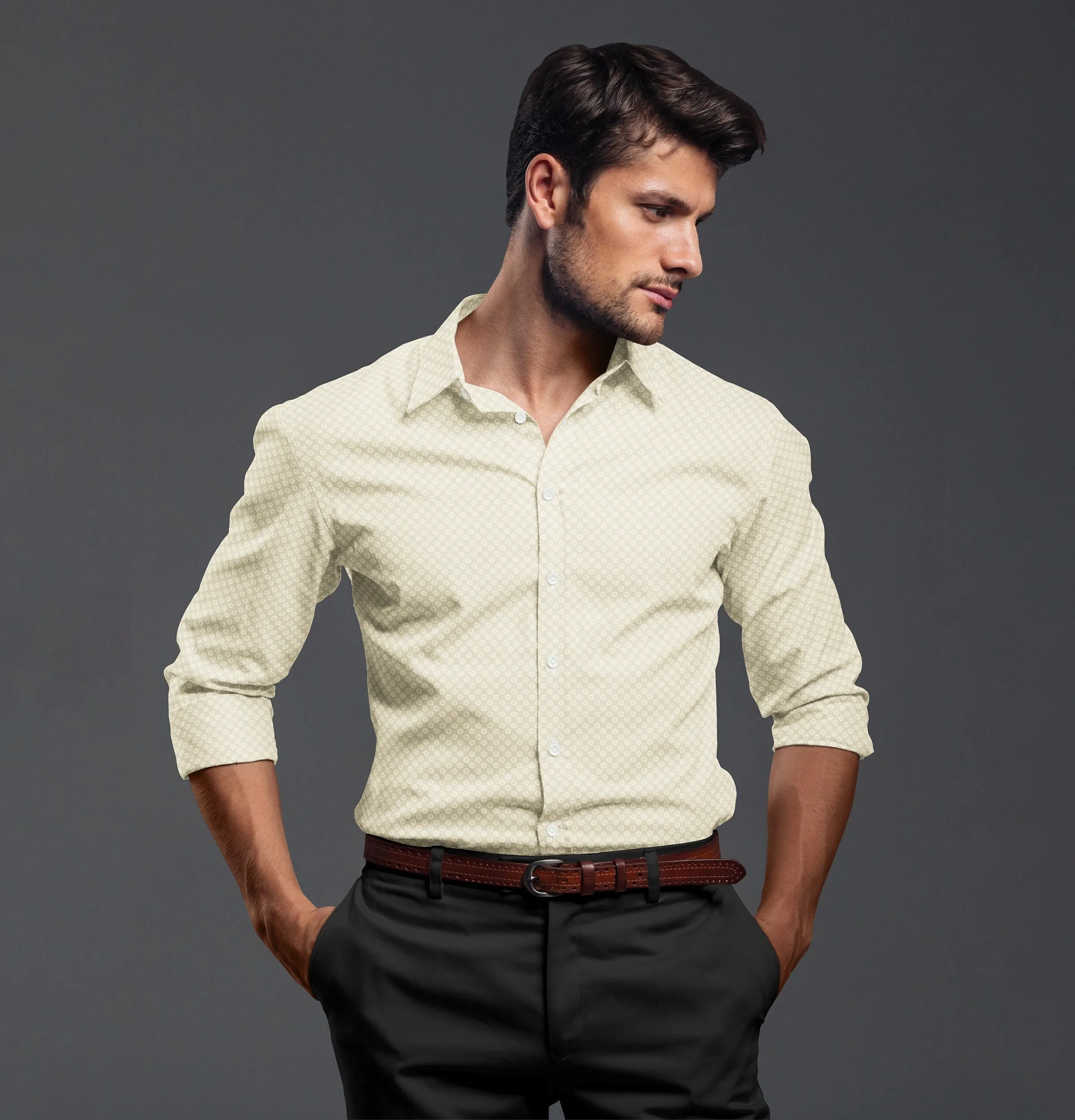 Pure Cotton - Long Sleeve - Light Khaki with Rosettes sold by Airthreads product image thumbnail 4