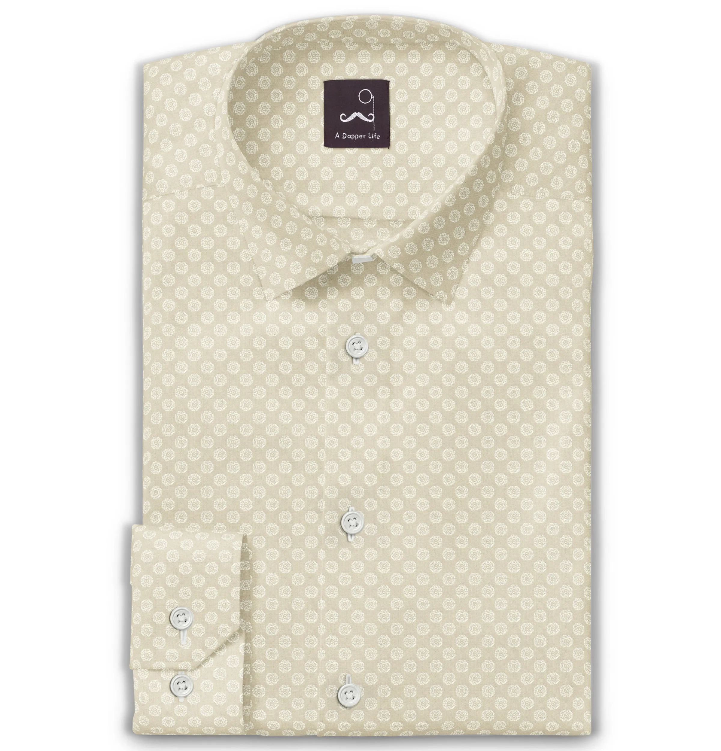 Pure Cotton - Long Sleeve - Light Khaki with Rosettes sold by Airthreads