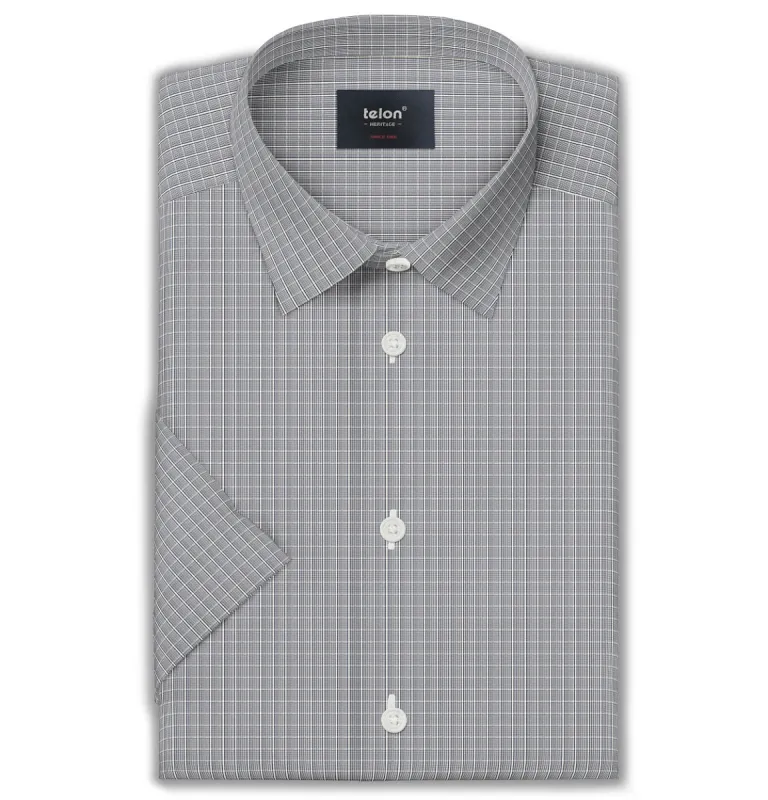 Luxury Pure Cotton - Short Sleeve - Charcoal Plaid sold by Airthreads