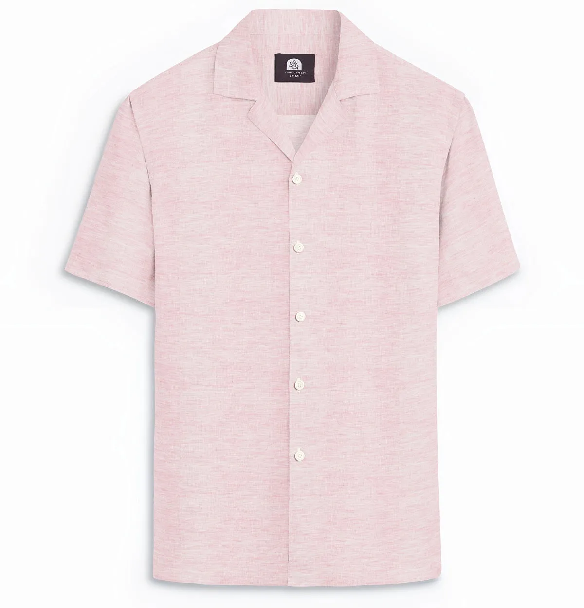 Camp Collar Linen Shirt in Pale Pink sold by Airthreads