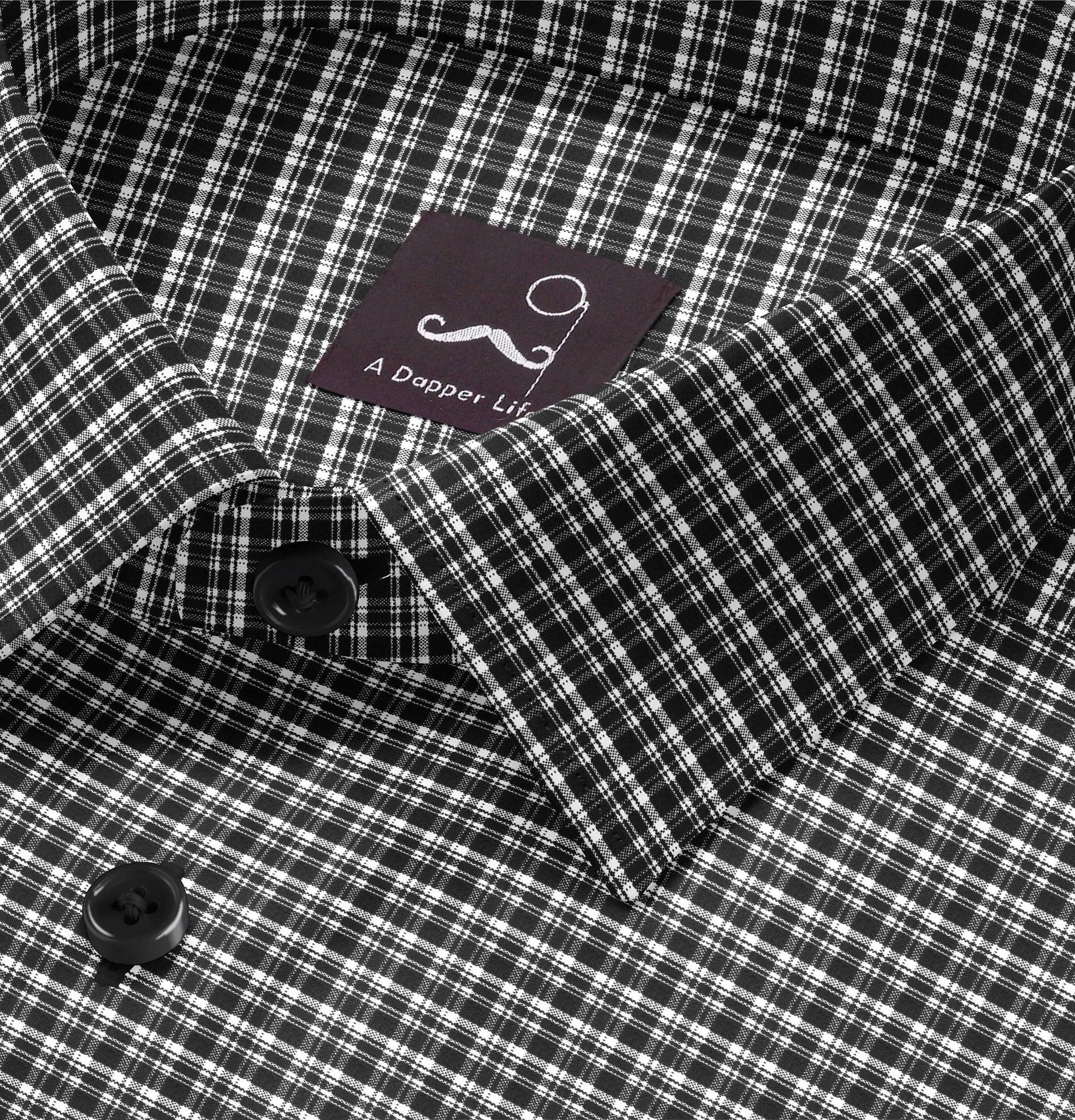 Pure Cotton - Short Sleeve - Black & White Checks Style 1 sold by Airthreads product image thumbnail 2