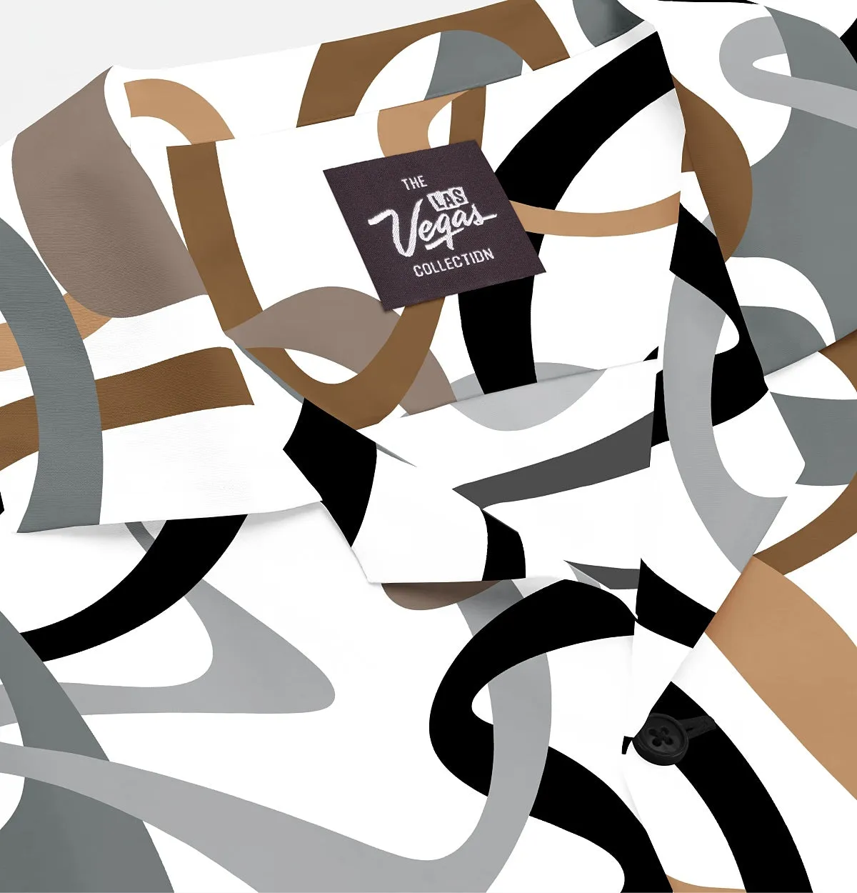 Wrinkle-Free - White with Brown Abstract - Camp Collar sold by Airthreads product image thumbnail 2