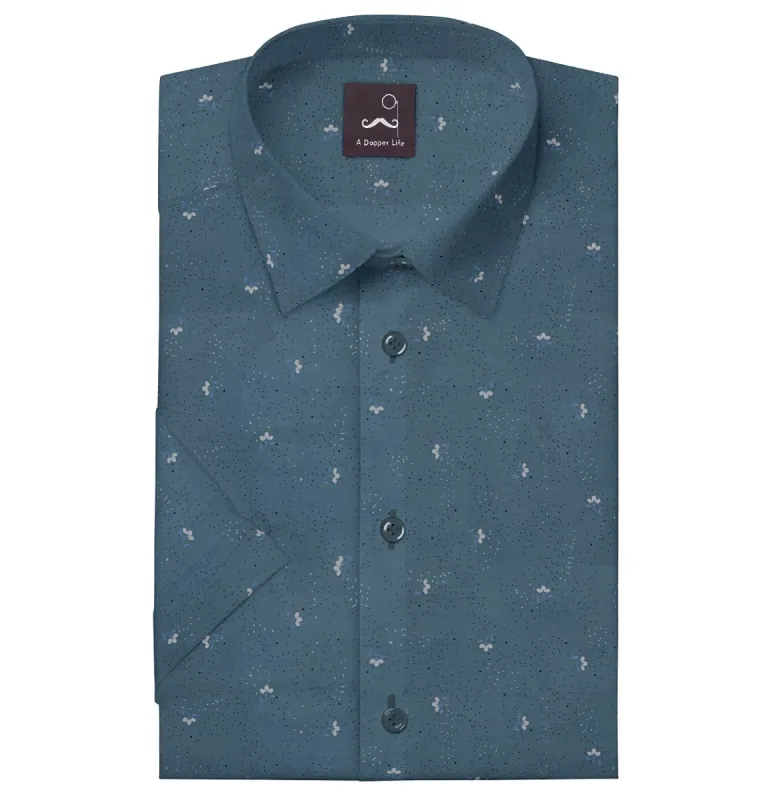 Pure Cotton - Short Sleeve- Teal Blossom Speckle sold by Airthreads