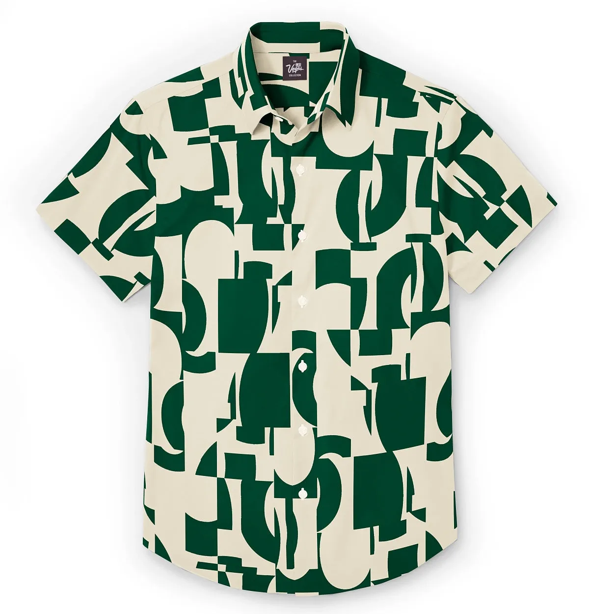 Wrinkle-Free - Beige & Green Abstract - Short Sleeve sold by Airthreads product image thumbnail 3