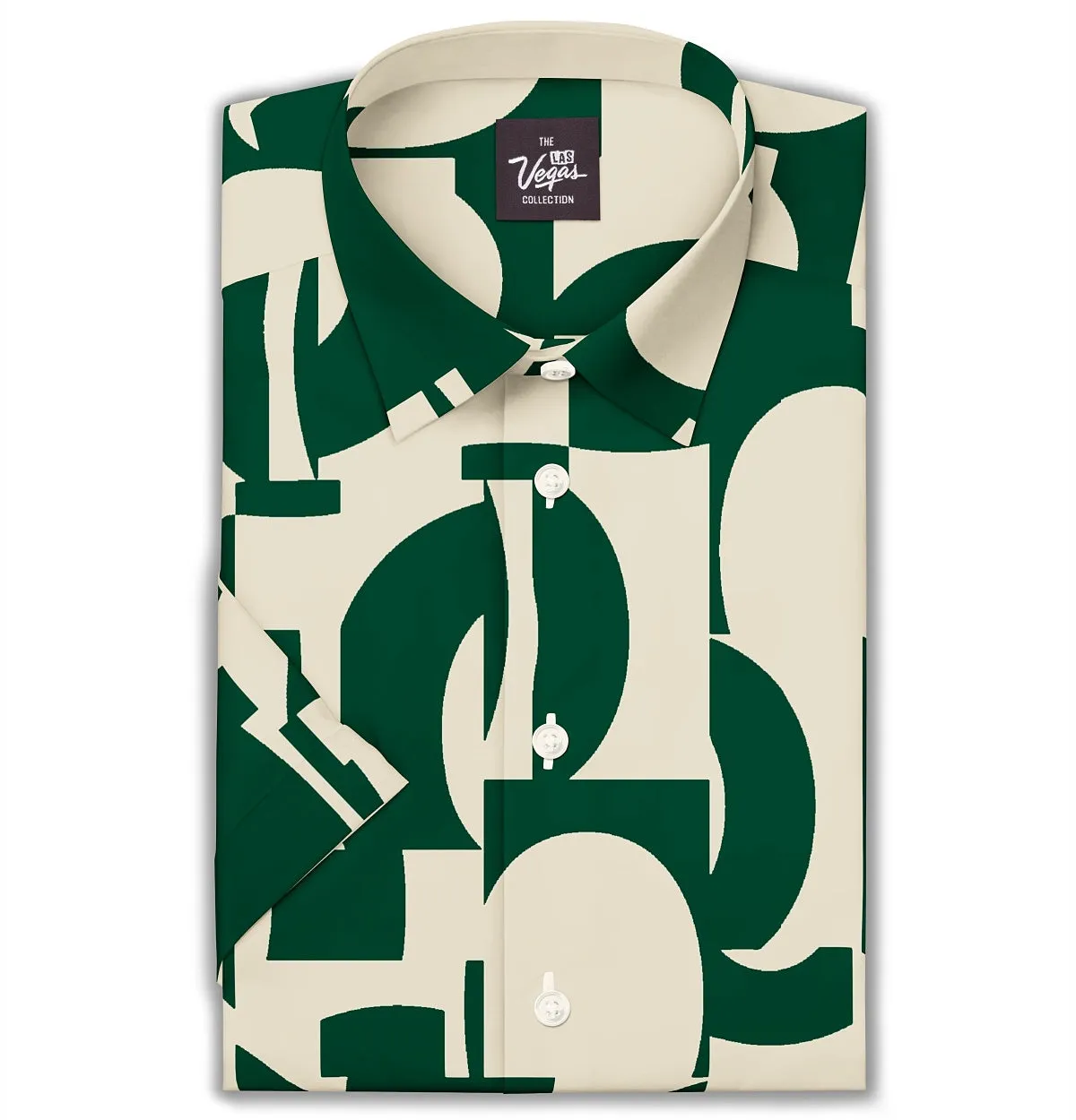 Wrinkle-Free - Beige & Green Abstract - Short Sleeve sold by Airthreads