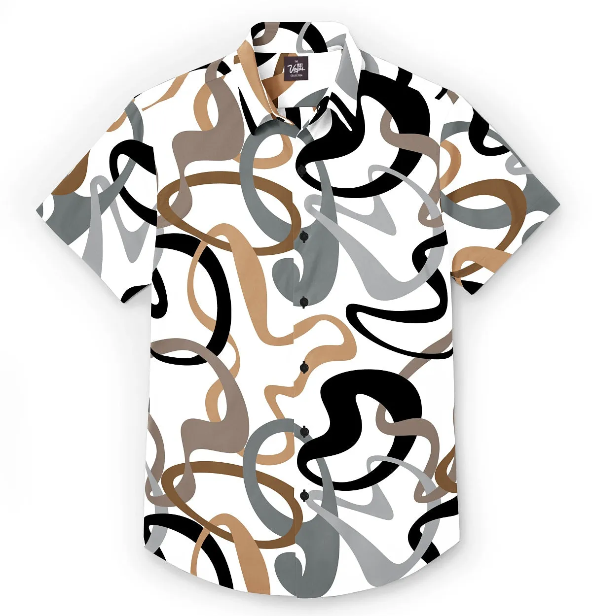 Wrinkle-Free - White with Brown Abstract - Short Sleeve sold by Airthreads product image thumbnail 3