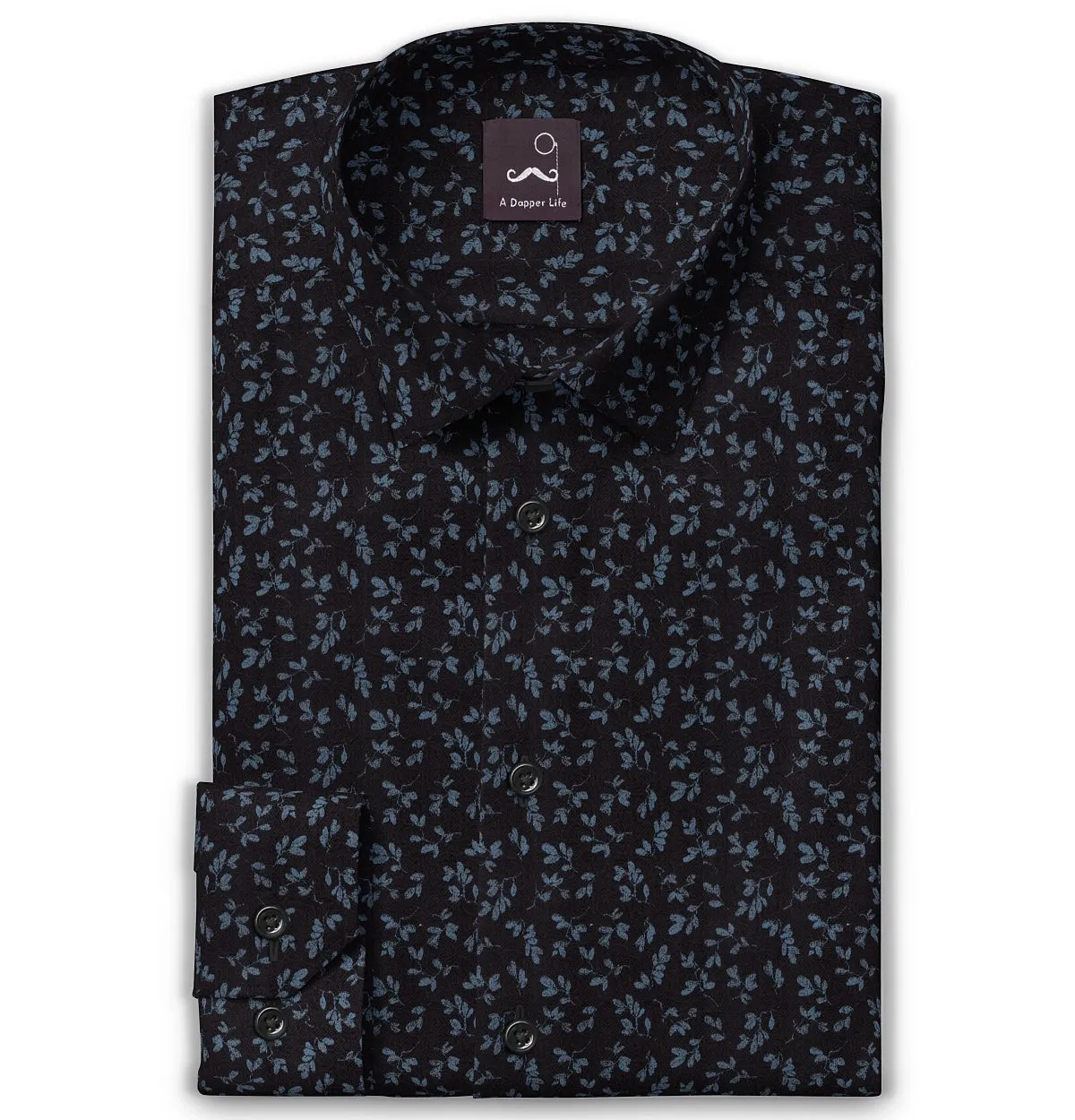 Pure Cotton - Long Sleeve - Black with Blue Flowers sold by Airthreads product image thumbnail 2