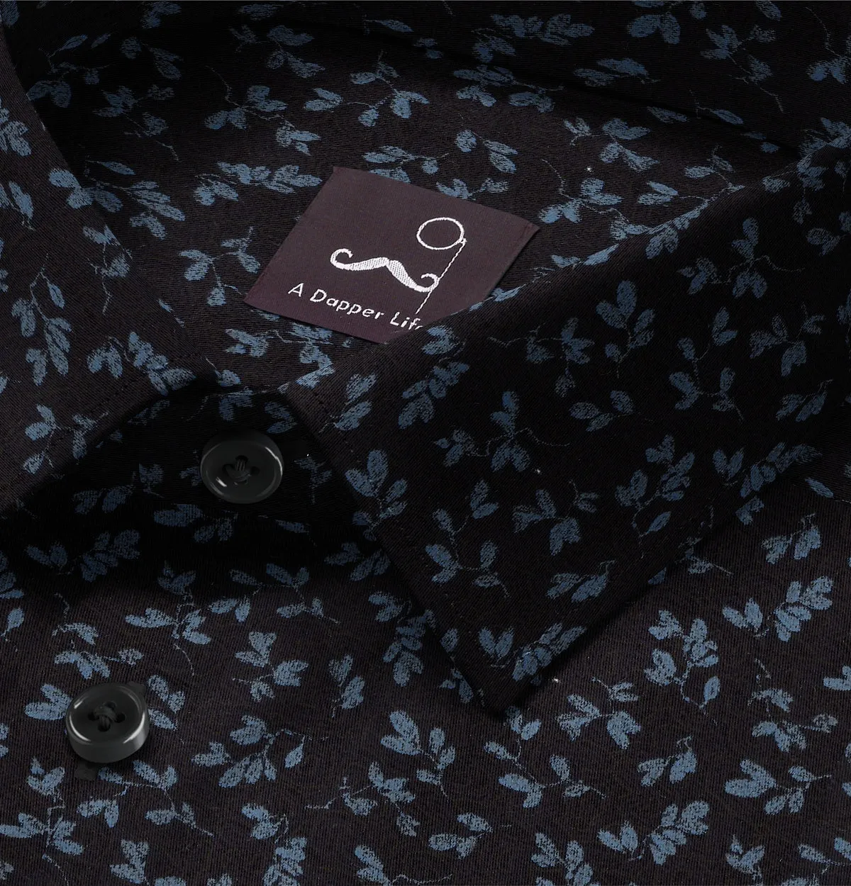 Pure Cotton - Long Sleeve - Black with Blue Flowers sold by Airthreads