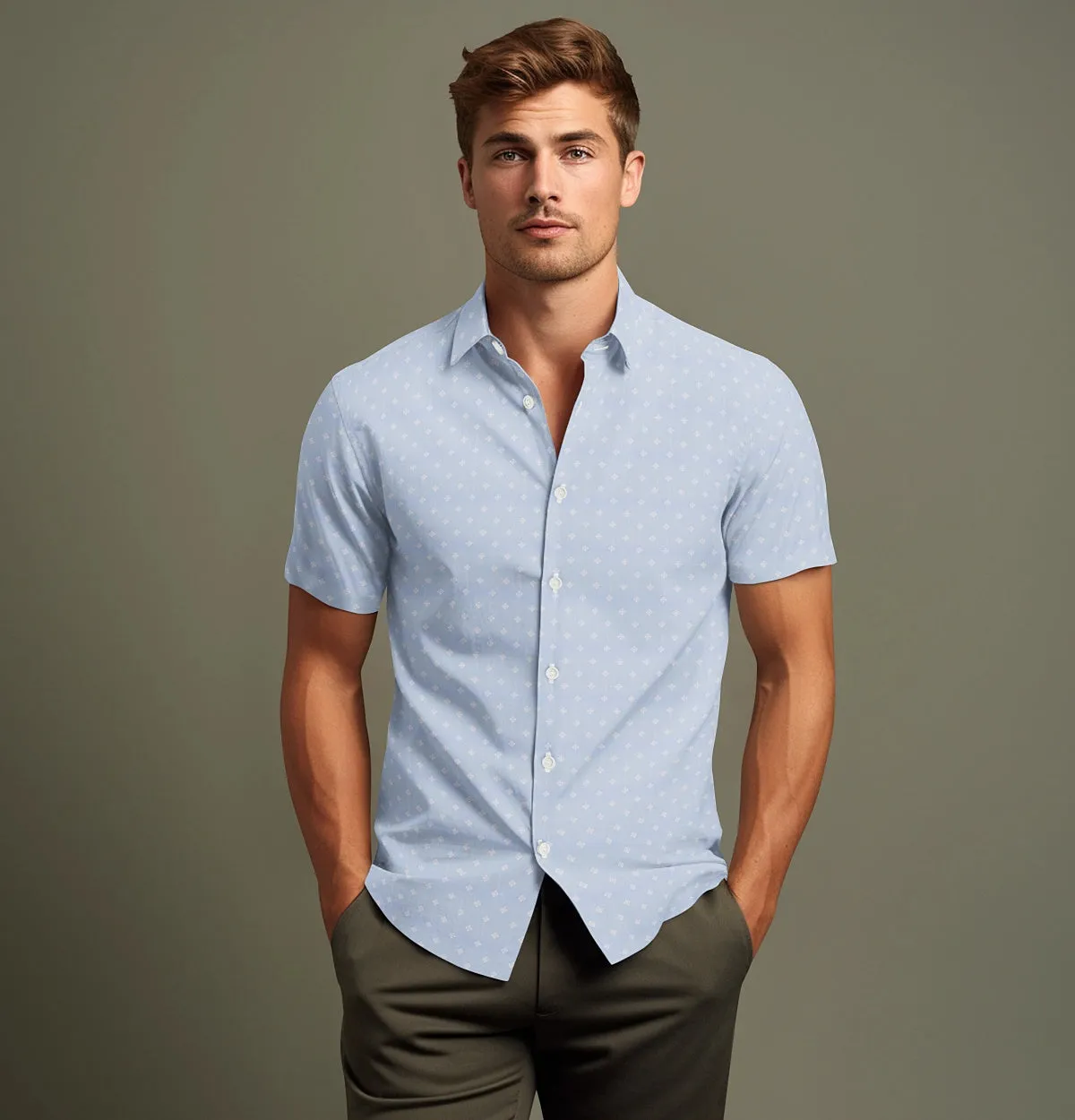 Pure Cotton - Short Sleeve- Spring Sky Blue Diamond sold by Airthreads product image thumbnail 4