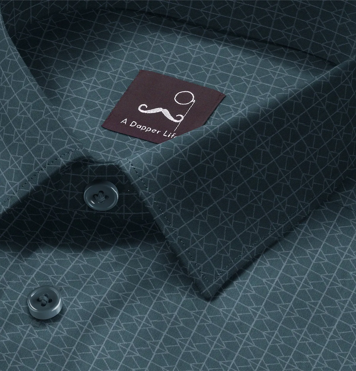 Pure Cotton - Short Sleeve- Teal Geometric Grid sold by Airthreads product image thumbnail 2