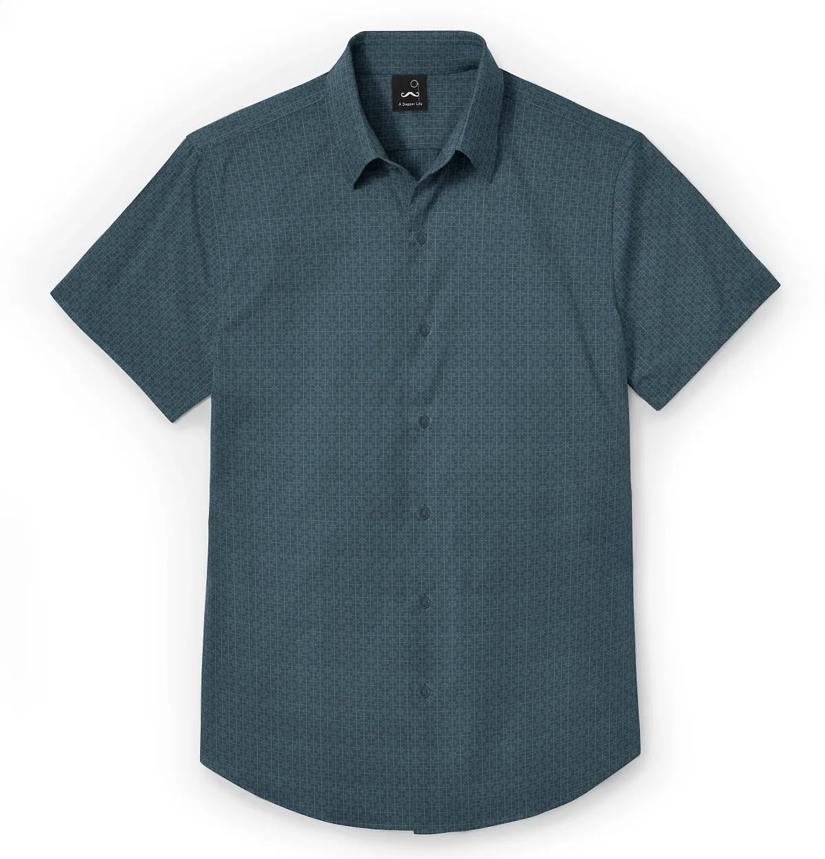 Pure Cotton - Short Sleeve- Teal Geometric Grid sold by Airthreads product image thumbnail 3
