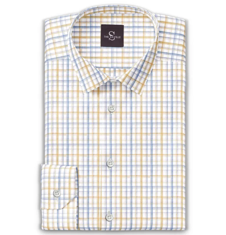 Wrinkle-free - Long Sleeve - Yellow and Blue Checks sold by Airthreads