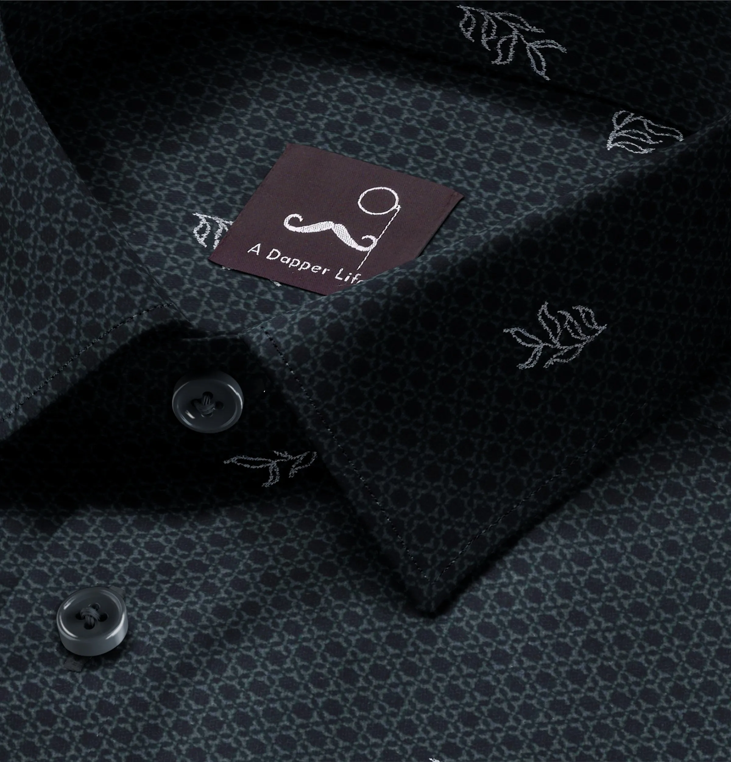 Pure Cotton - Long Sleeve - Navy with Leaves sold by Airthreads product image thumbnail 2