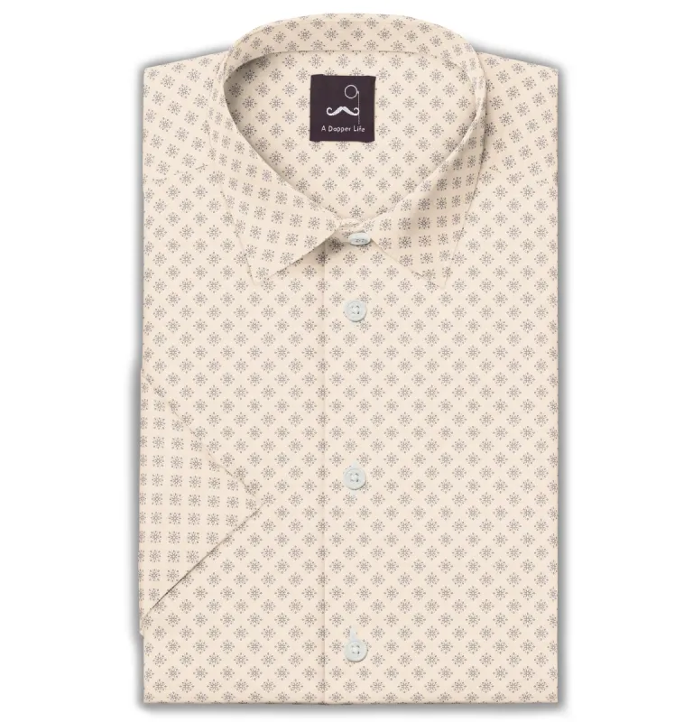 Pure Cotton - Short Sleeve - Ecru with Gray Stars sold by Airthreads