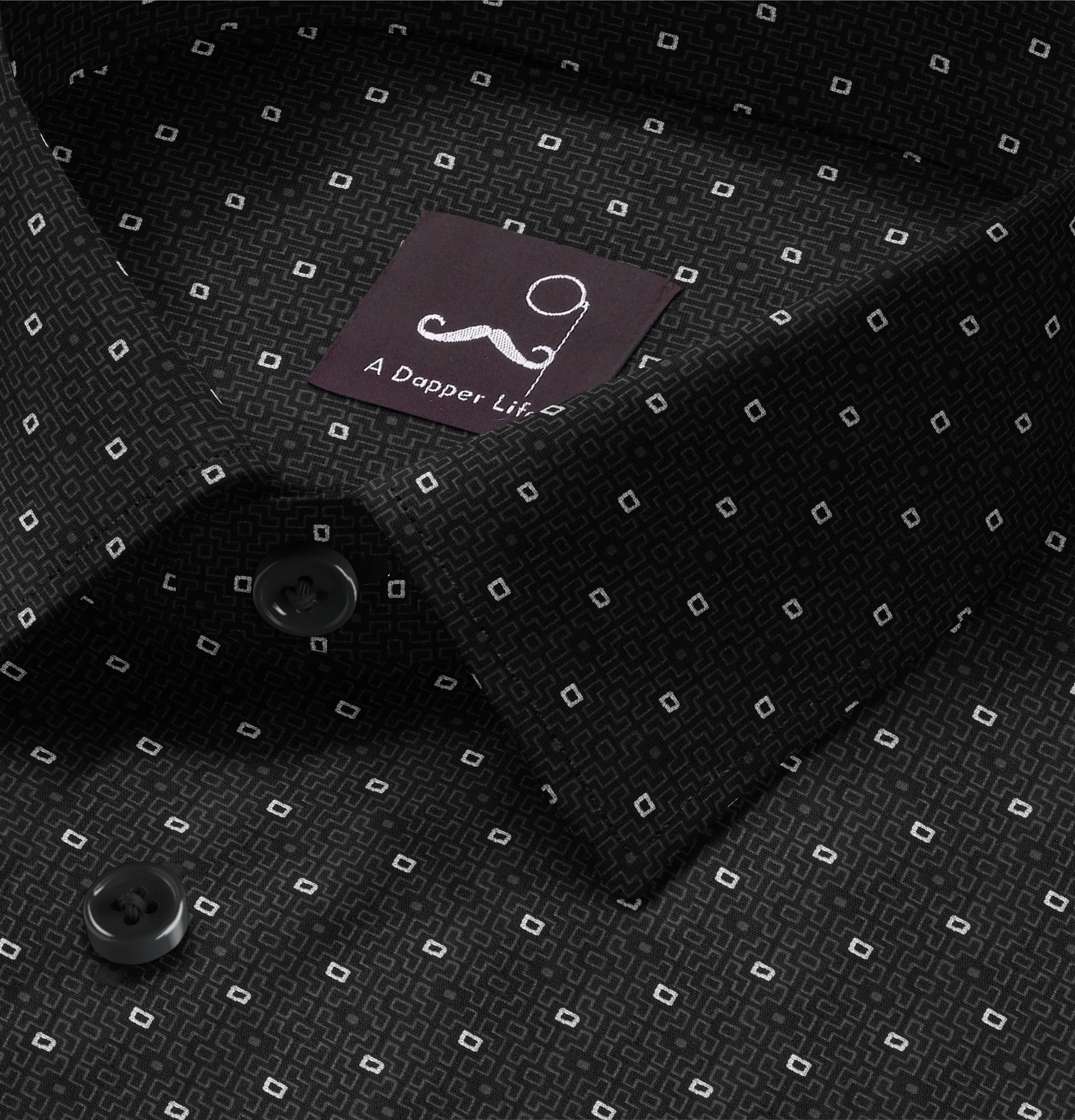 Pure Cotton - Short Sleeve - Black Geometric Print sold by Airthreads product image thumbnail 2