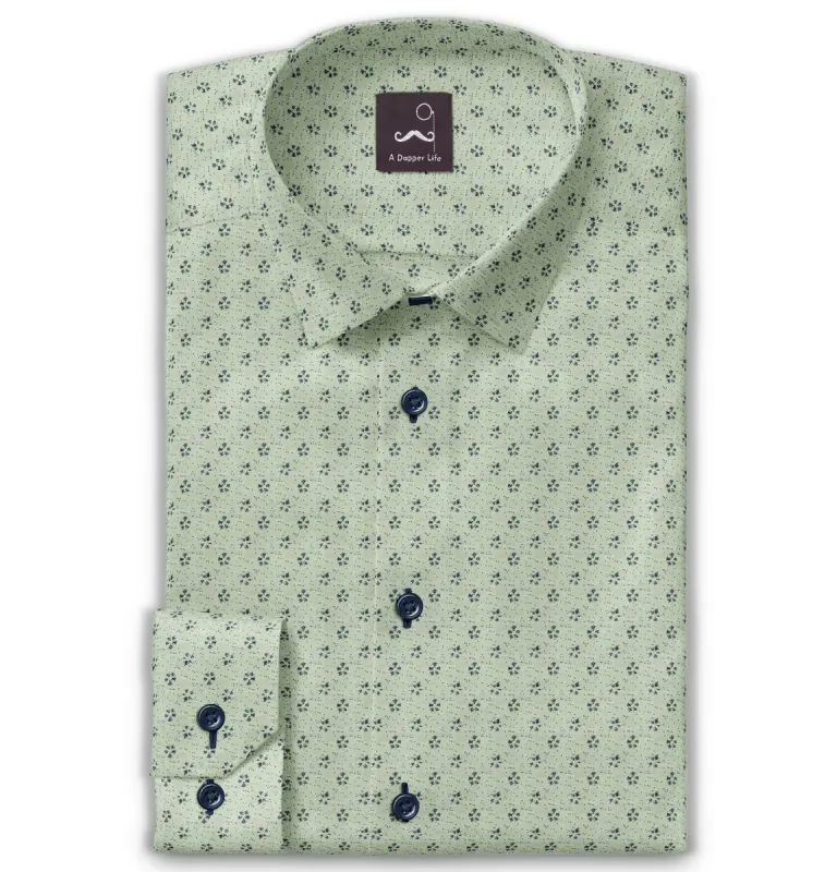 Pure Cotton - Long Sleeve - Light Green Print sold by Airthreads