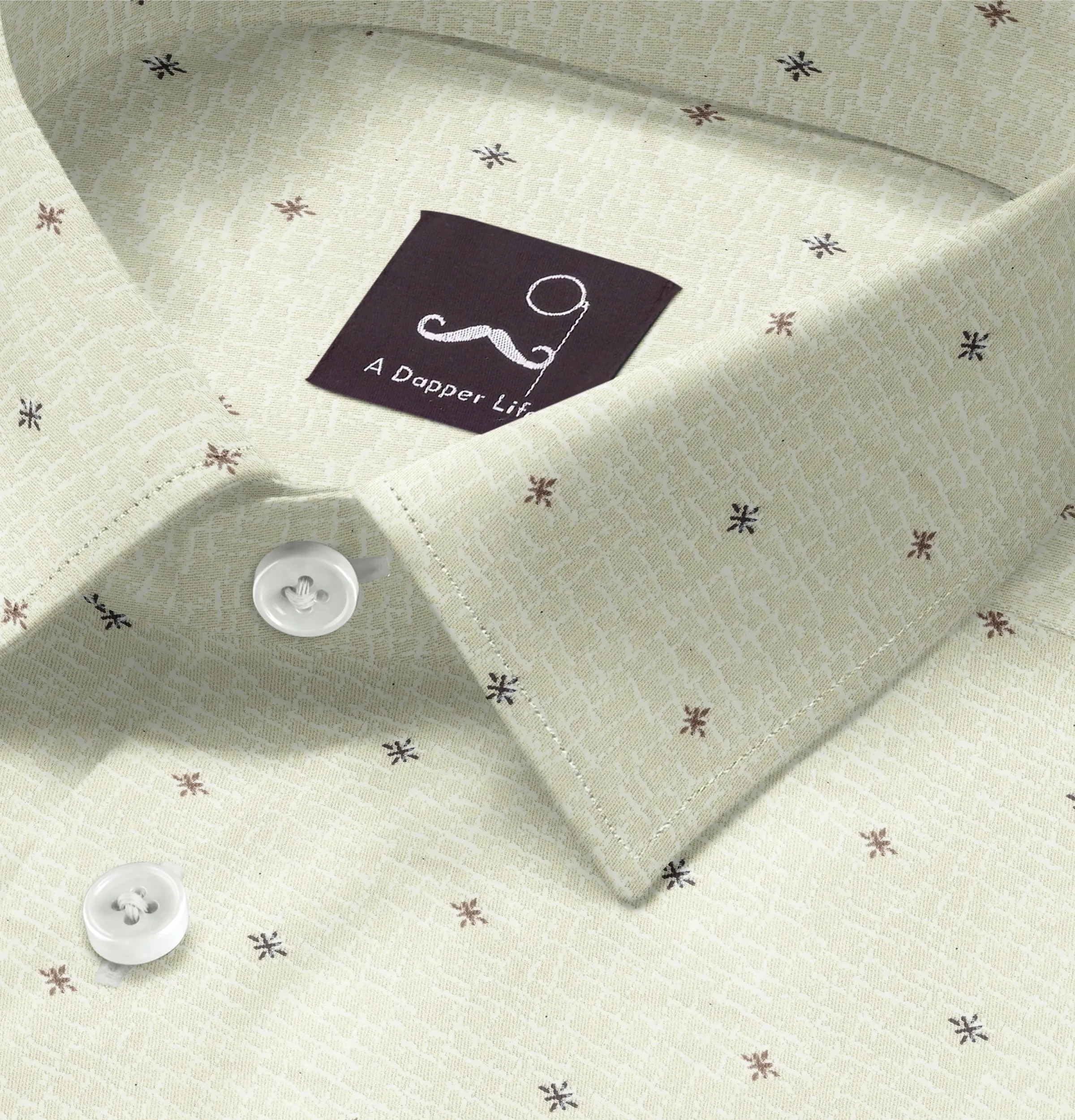 Pure Cotton - Short Sleeve - Light Green with Brown Stars sold by Airthreads product image thumbnail 2