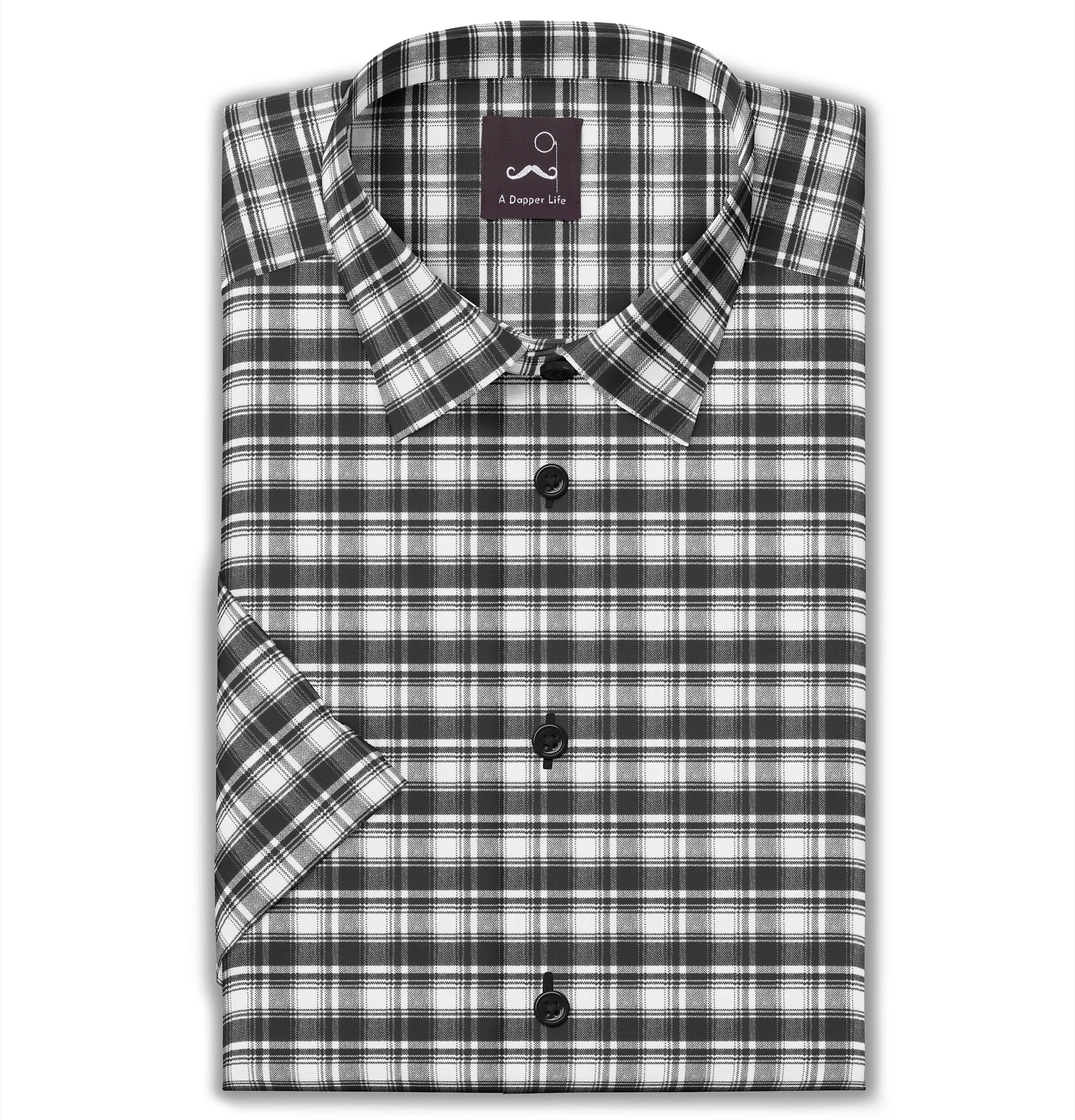 Pure Cotton - Short Sleeve - Black & White Checks Style 6 sold by Airthreads
