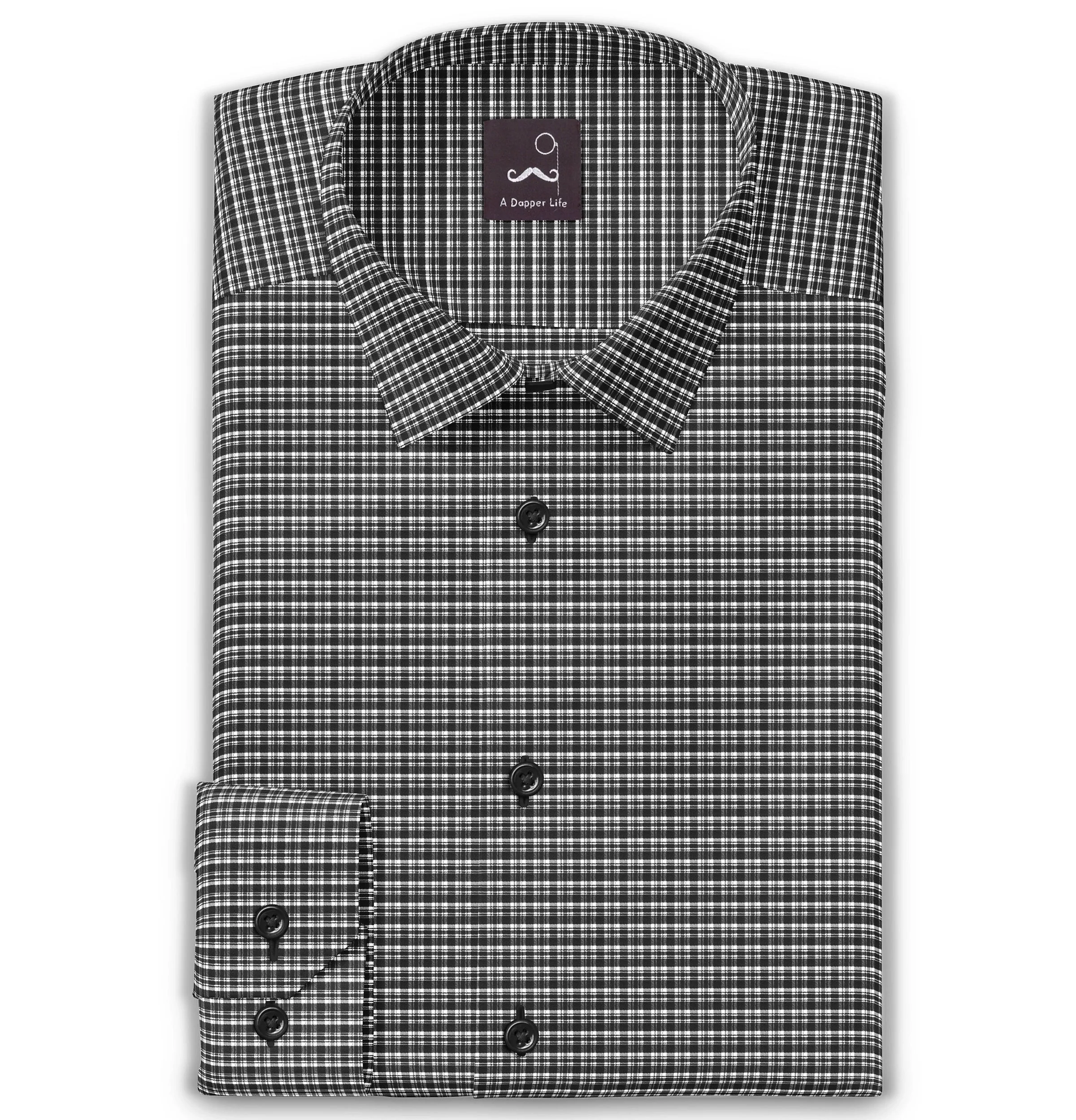 Pure Cotton - Long Sleeve - Black & White Checks Style 1 sold by Airthreads product image thumbnail 2