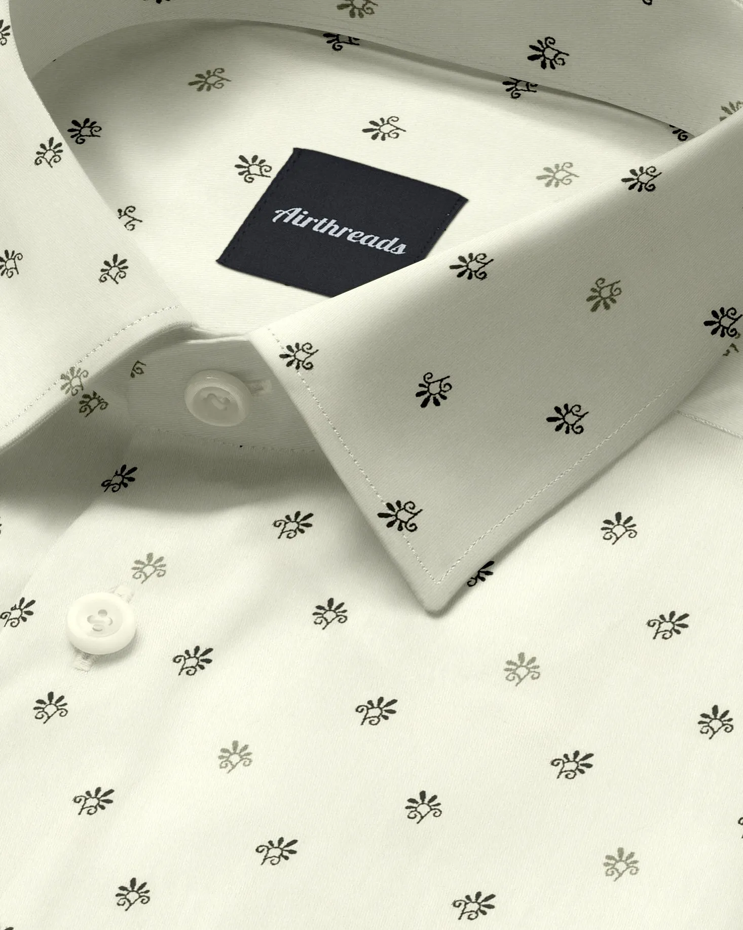 Long Sleeve Cotton Shirt - Cream Floral sold by Airthreads product image thumbnail 2