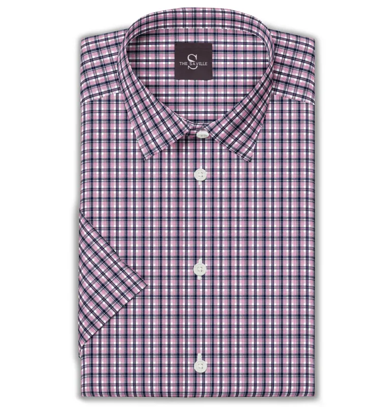 Wrinkle-free - Short Sleeve - Pink Checks sold by Airthreads