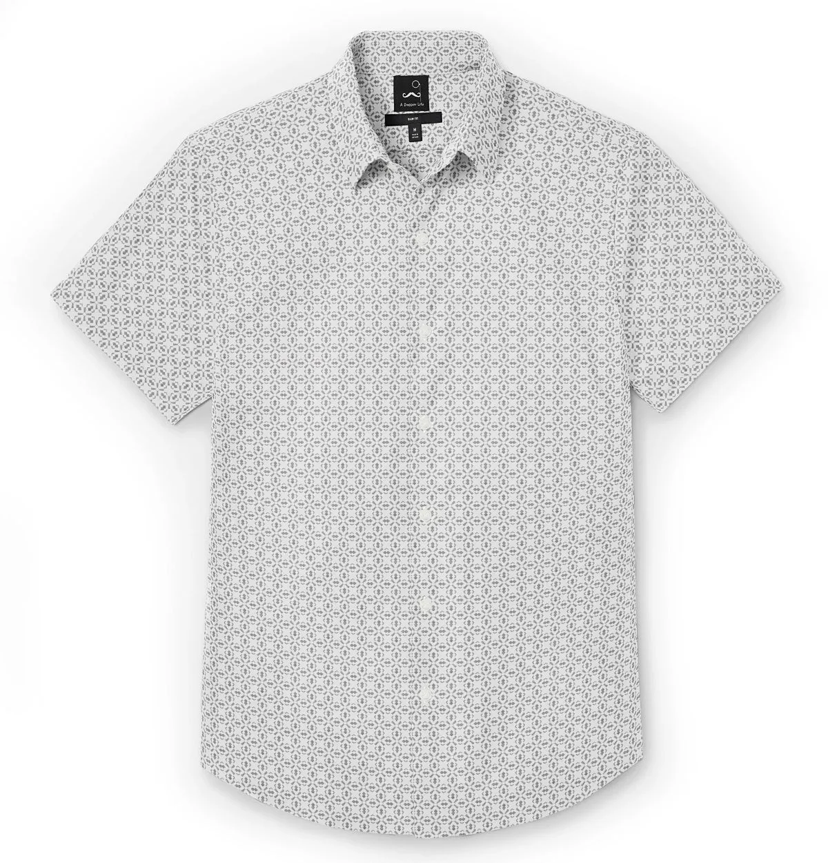 Pure Cotton - Short Sleeve- White Geometric Motif sold by Airthreads product image thumbnail 2