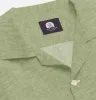 Camp Collar Linen Shirt in Olive Green sold by Airthreads