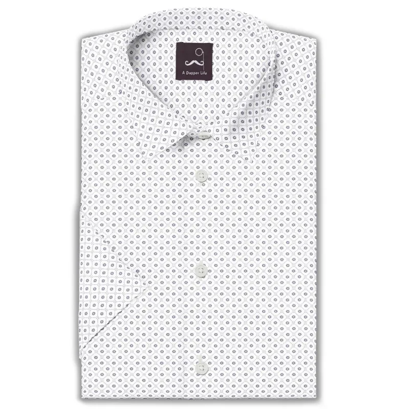 Pure Cotton - Short Sleeve - White with Flowers and Diamonds sold by Airthreads