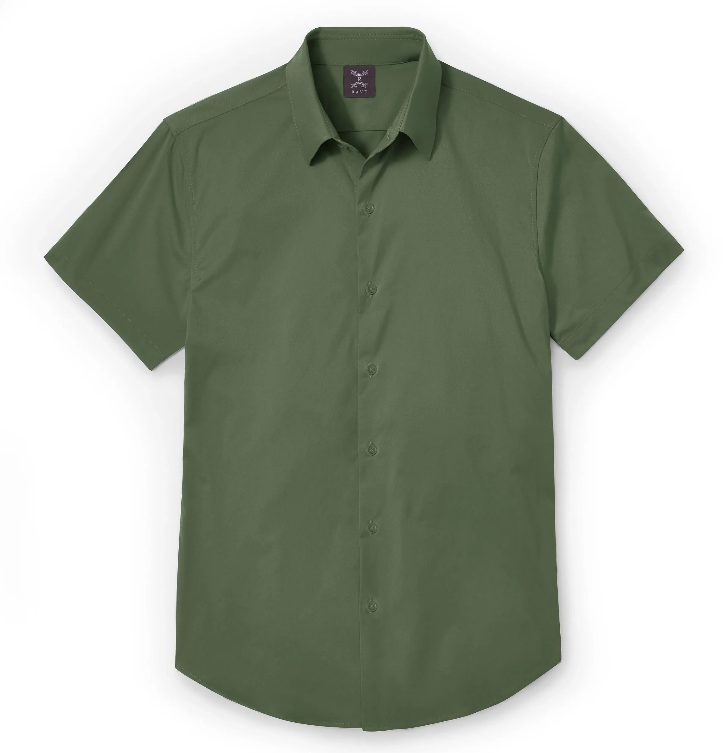 Wrinkle-resistant Cotton-Lycra Shirt - Olive Green - Short Sleeve sold by Airthreads product image thumbnail 3