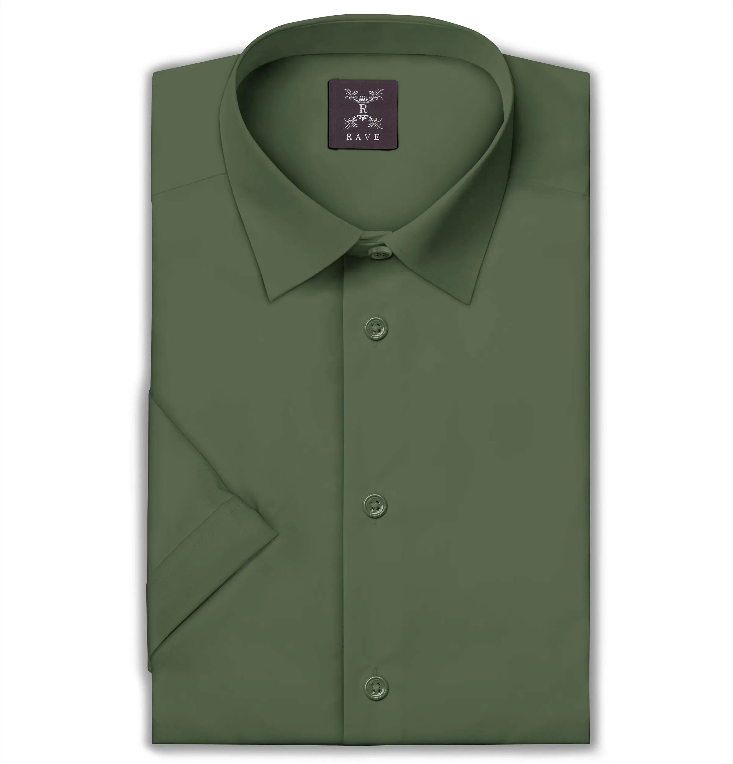 Wrinkle-resistant Cotton-Lycra Shirt - Olive Green - Short Sleeve sold by Airthreads